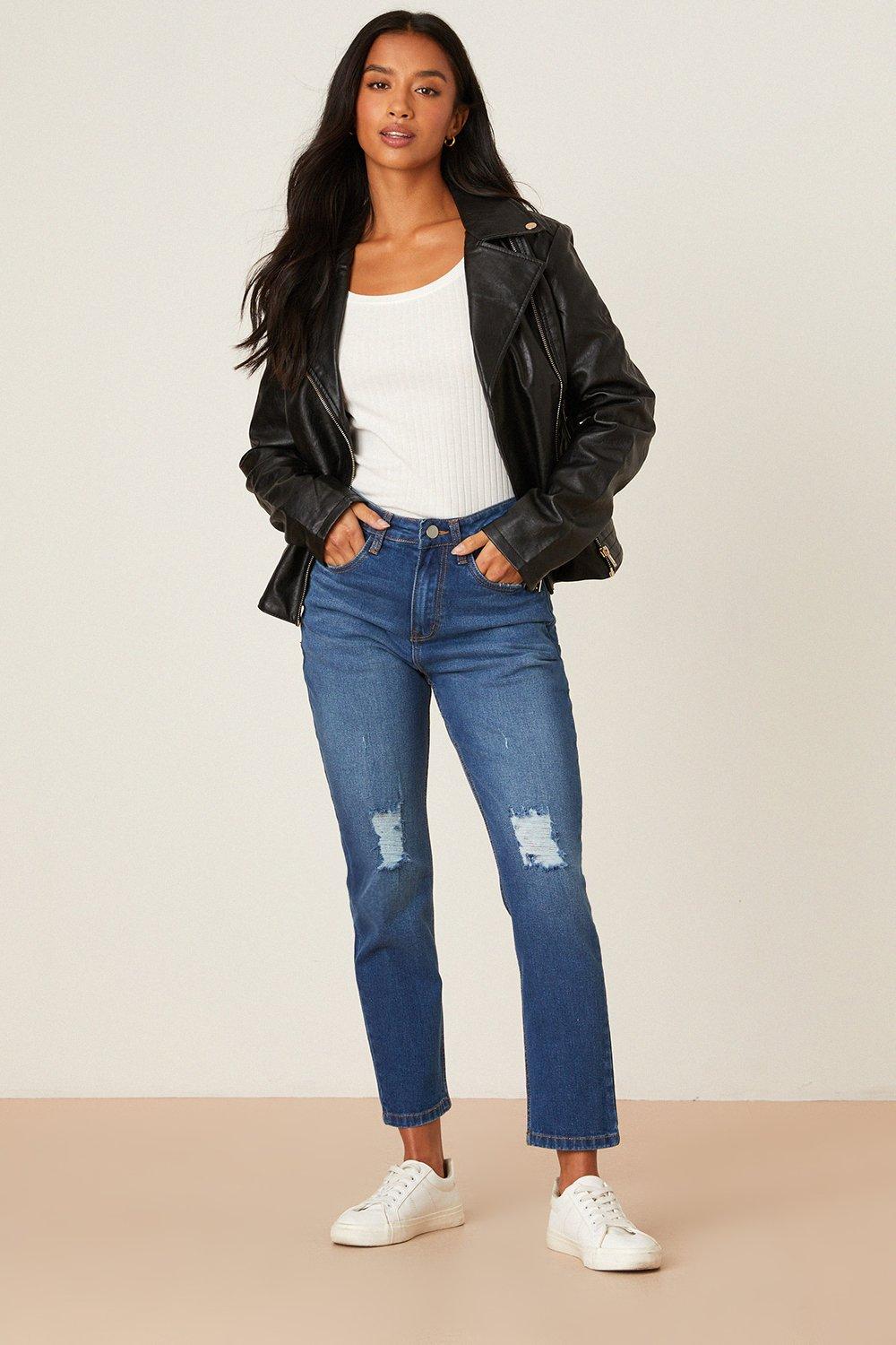 black ripped mom jeans petite