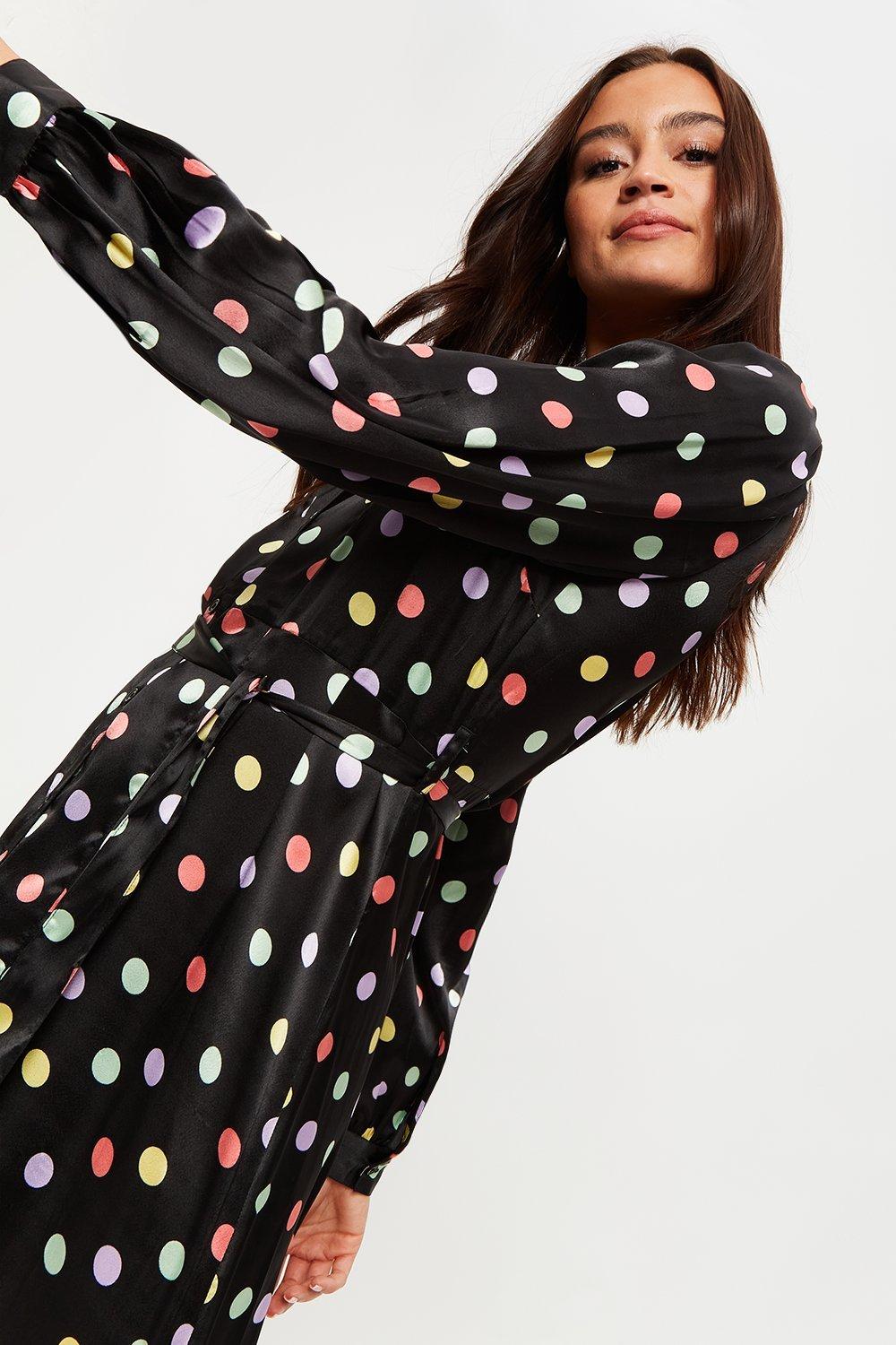 black dress with coloured spots