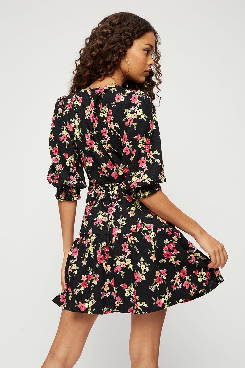 petite black floral dress