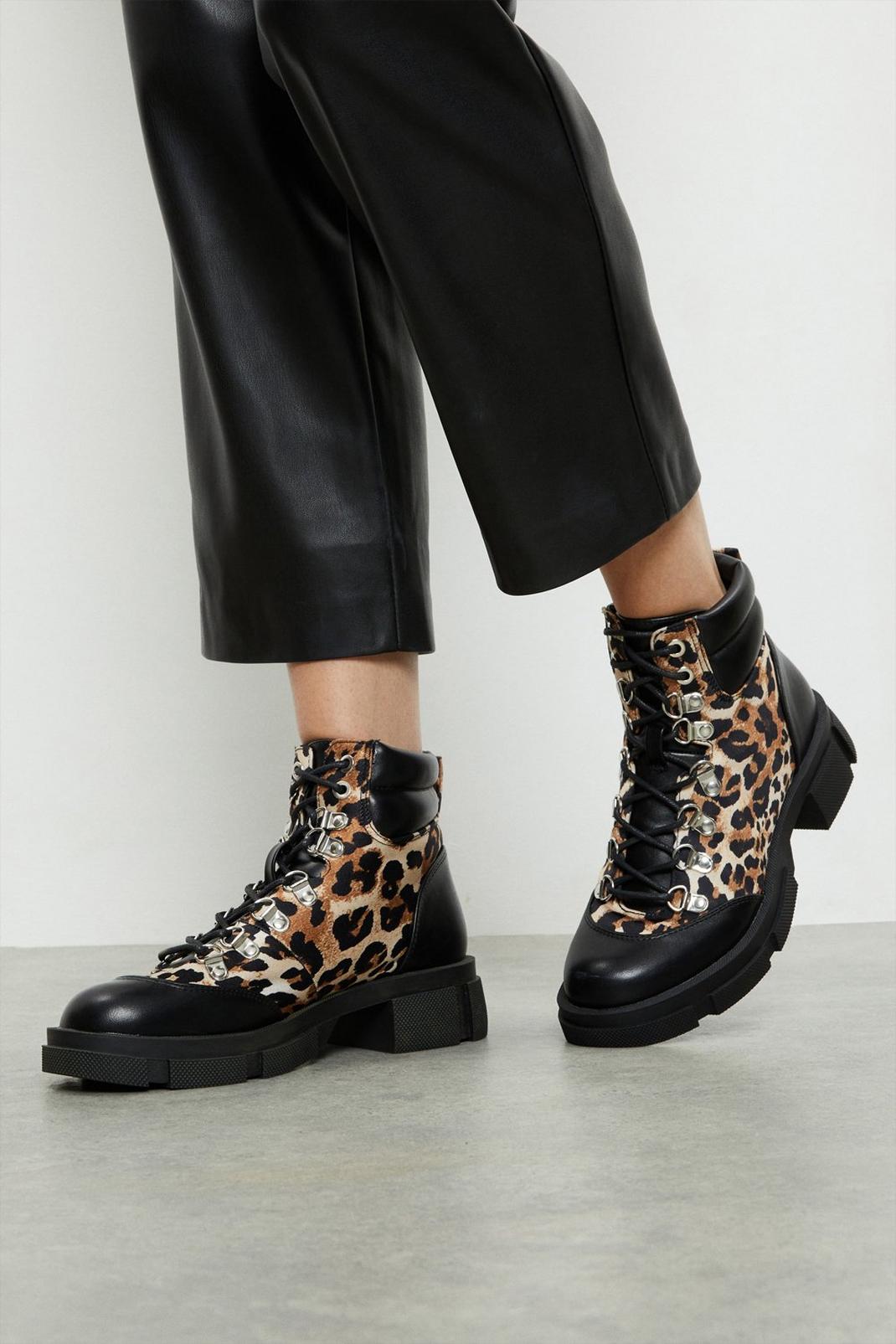 Leopard Faith: Aria Canvas Hiker Boots image number 1