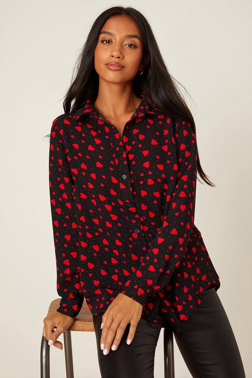 Black (ME) Petite Red Heart Soft Touch Shirt image number 1