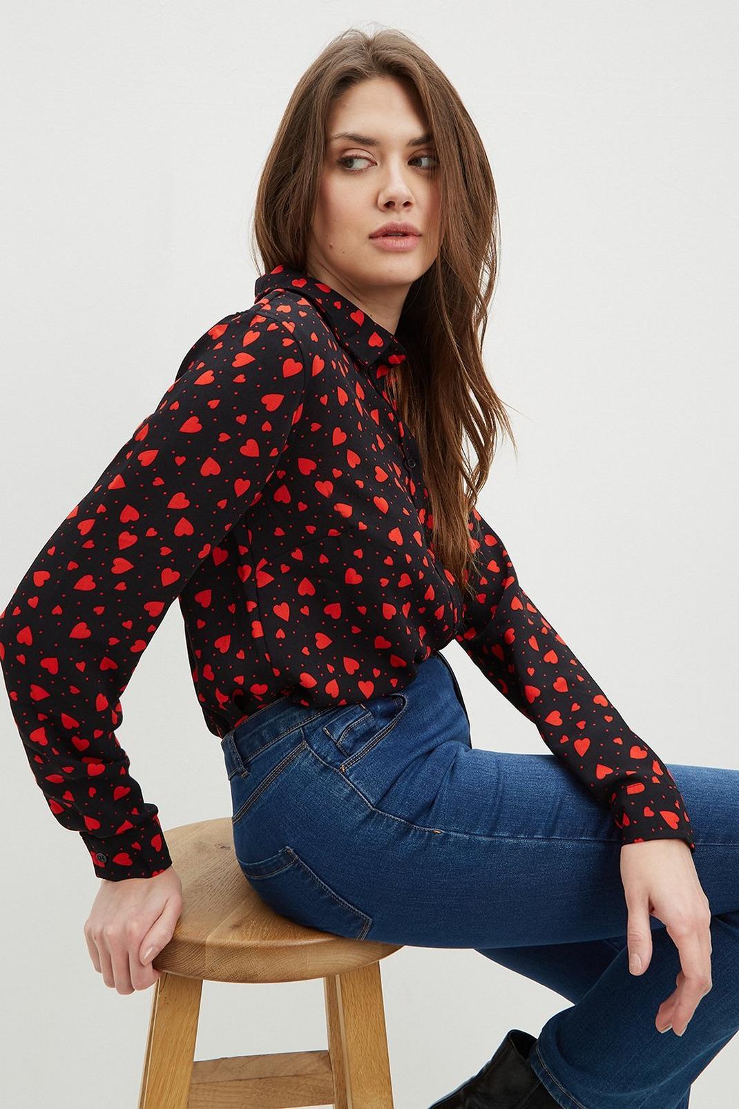 105 Tall Red Heart Long Sleeve Shirt image number 1