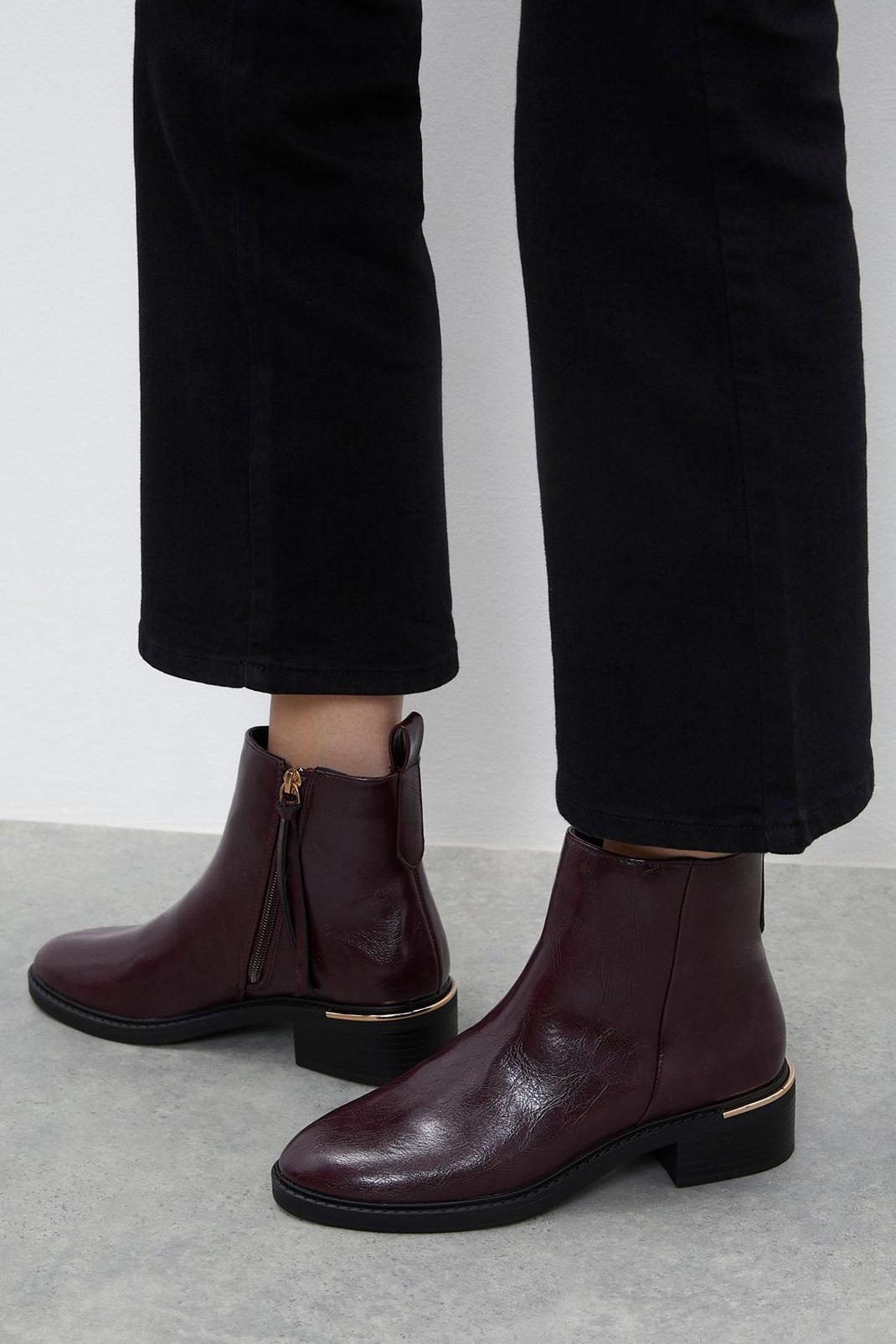 Burgundy Faith: Monty Zip Pull Ankle Boots image number 1