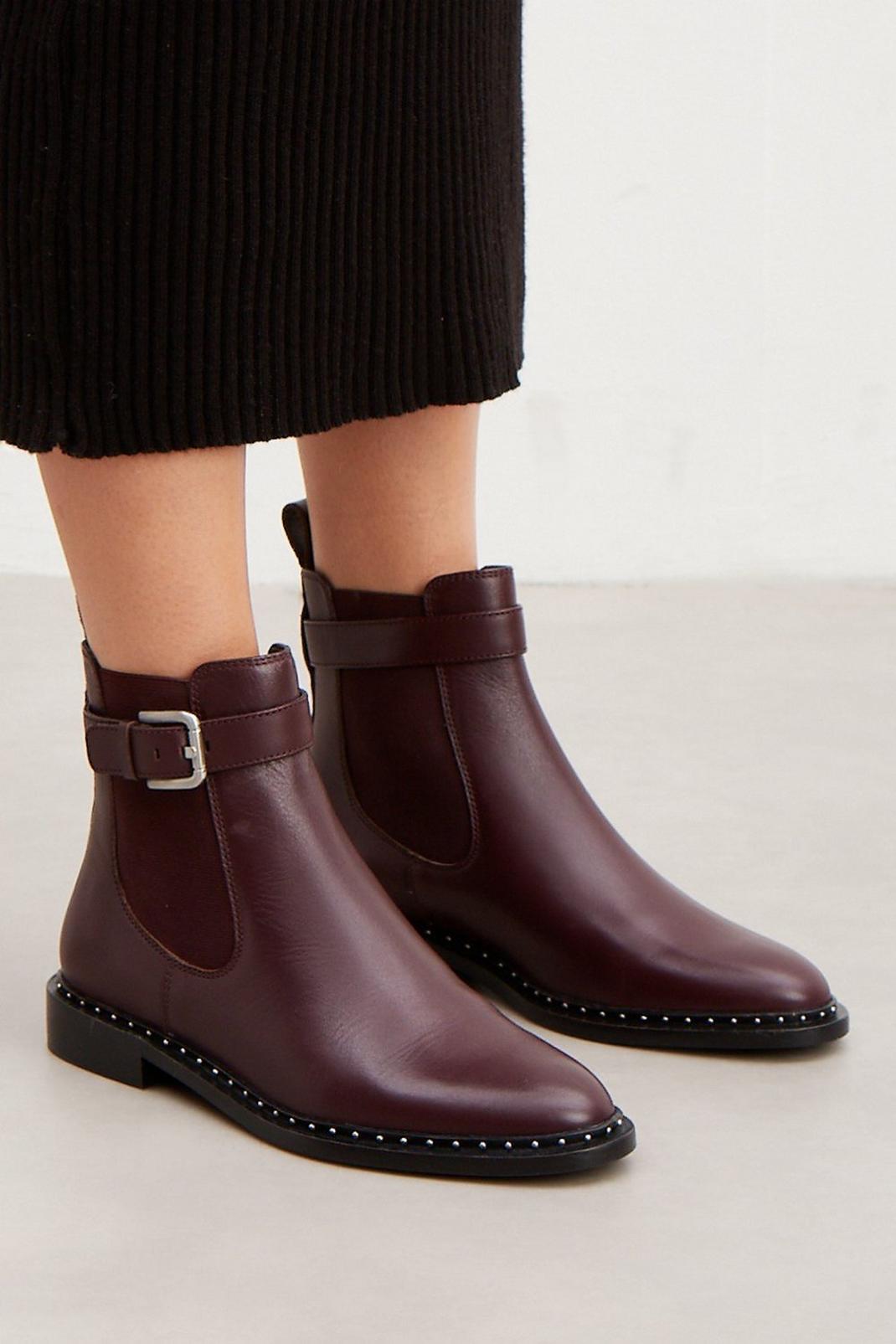 Burgundy Principles: Maggie Leather Buckle Detail Chelsea Boot image number 1