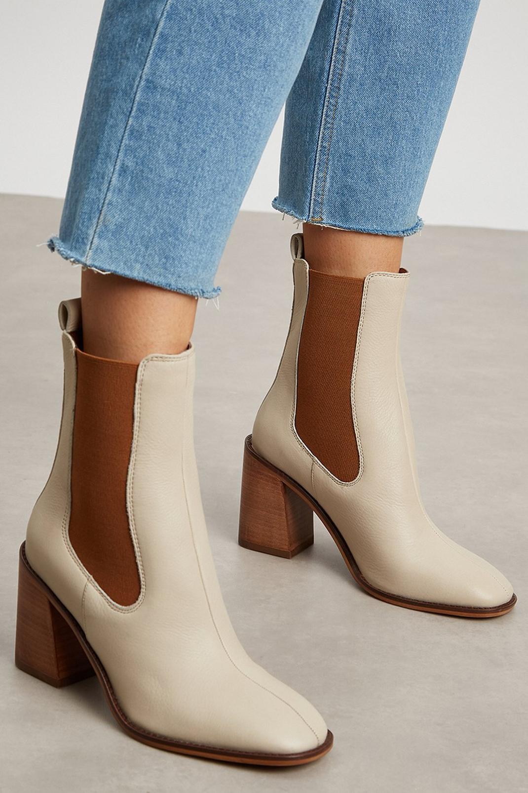 Cream Principles: Misti Leather Ankle Boots image number 1