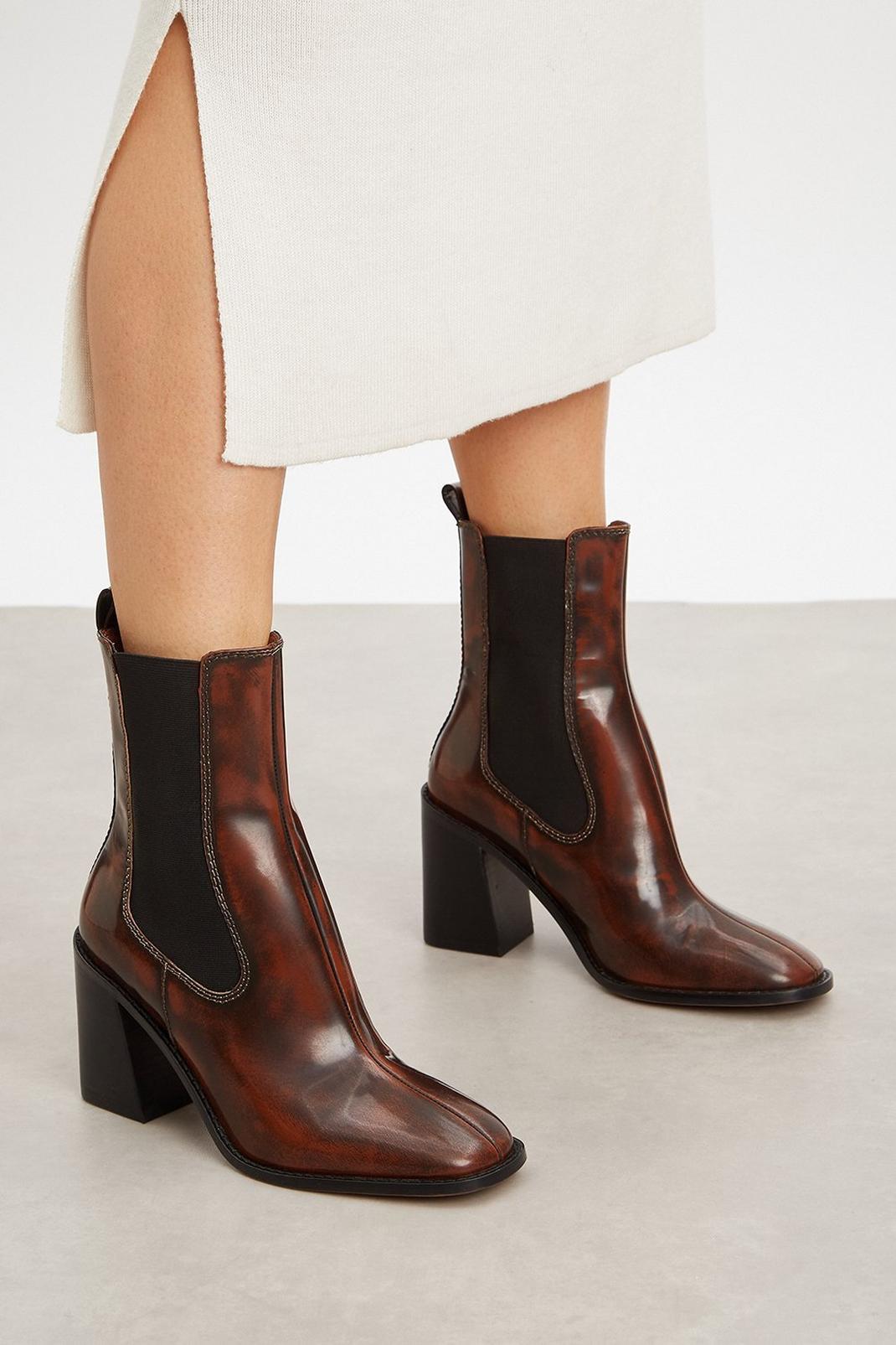 Tan Principles: Misti Leather Ankle Boots image number 1