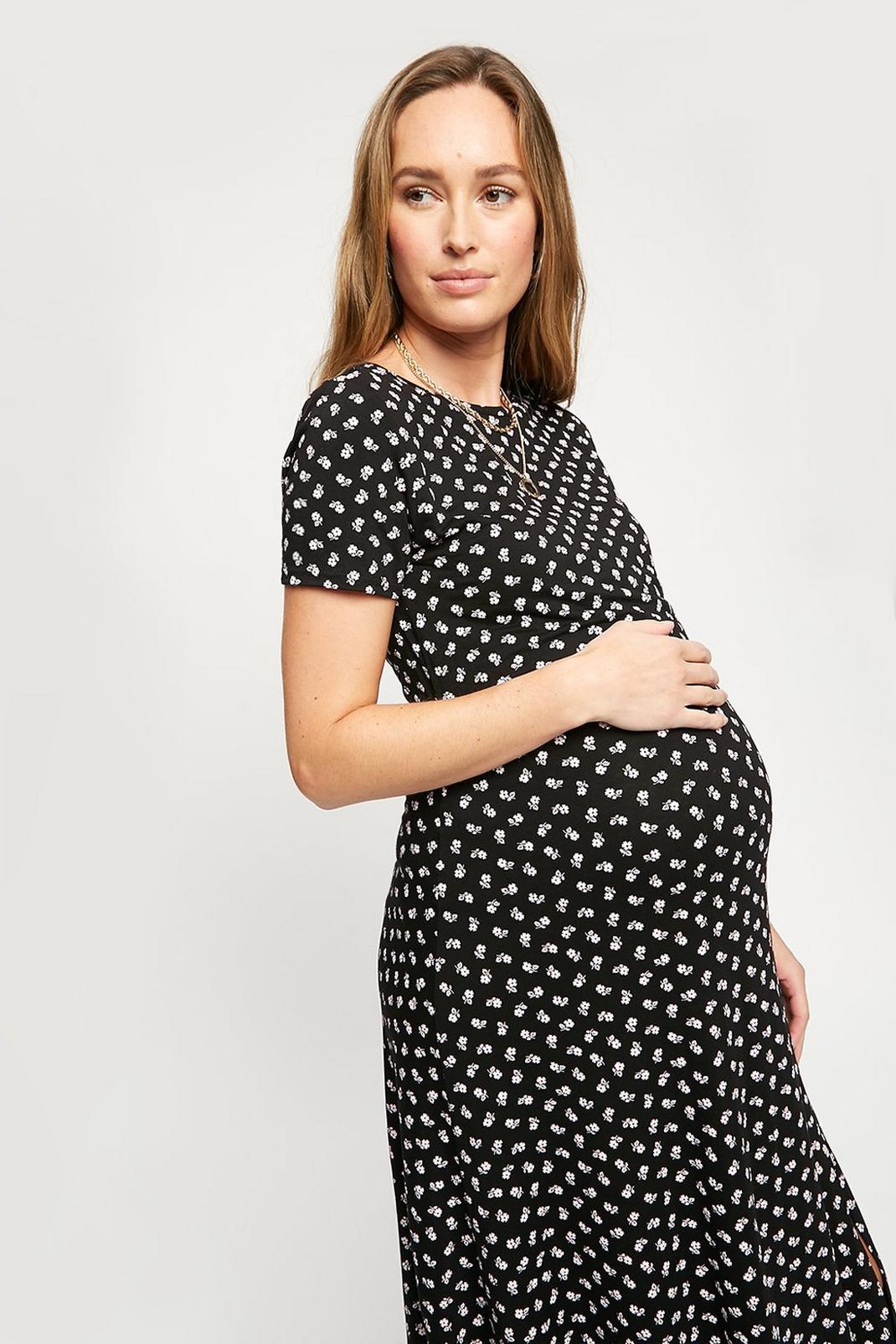 144 Maternity and Nursing Floral T-Shirt Midi Dress image number 2