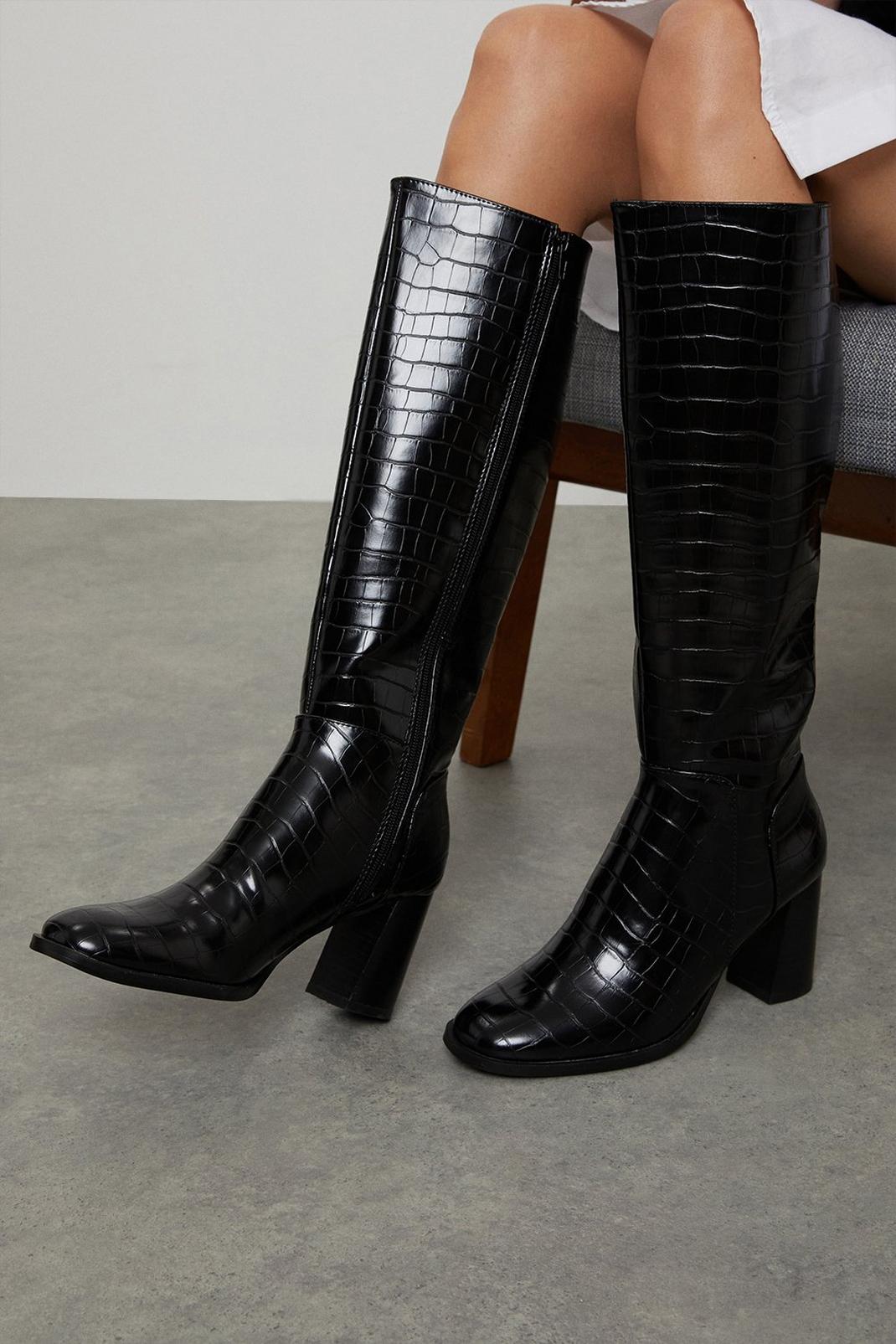 Black Principles: Kiley Heeled Long Boots image number 1