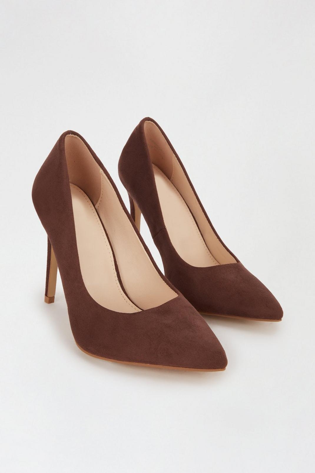 Brown Faith: Wide Fit Chlo Pointed Court Shoes image number 1