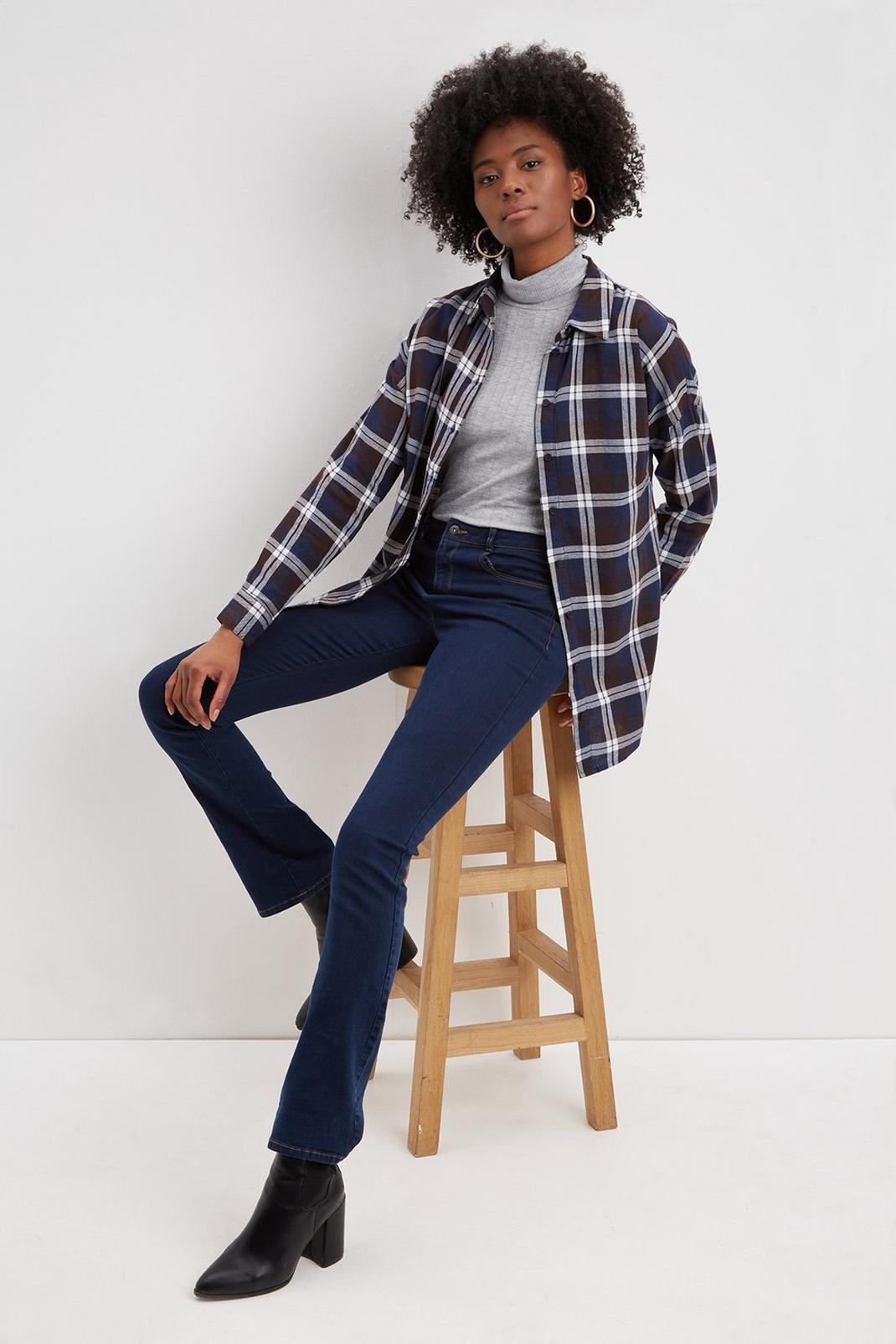 148 Tall Oversized Blue Check Shirt  image number 2