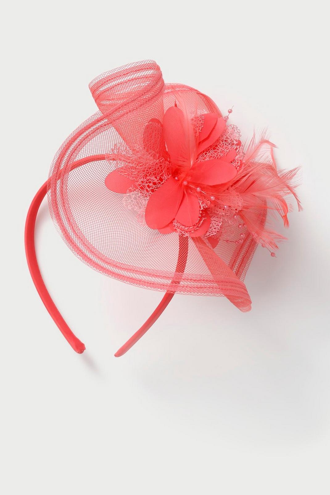 122 Coral Feather Alice Band Fascinator  image number 1