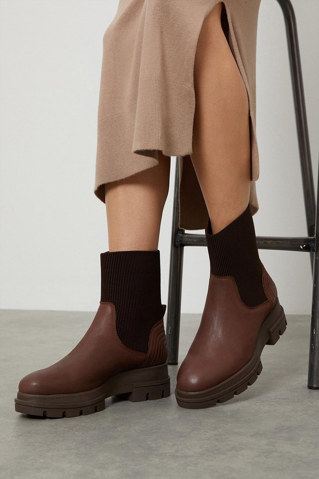 Chocolate Faith: Oxford Leather Ankle Sock Chelsea image number 1