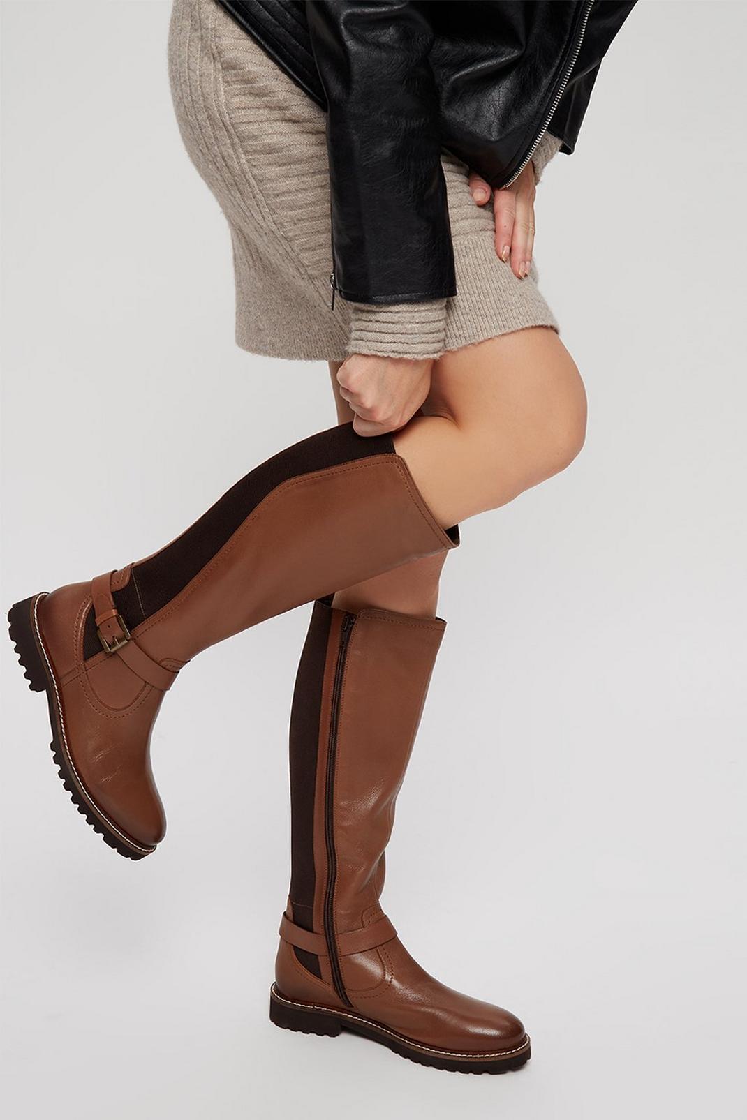 166 Faith: Olive Leather Riding Boot image number 1