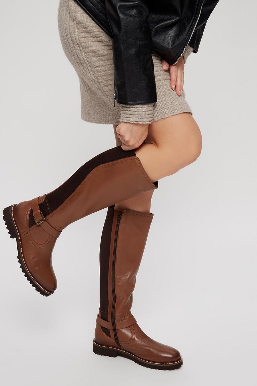 Faith: Olive Leather Riding Boots
