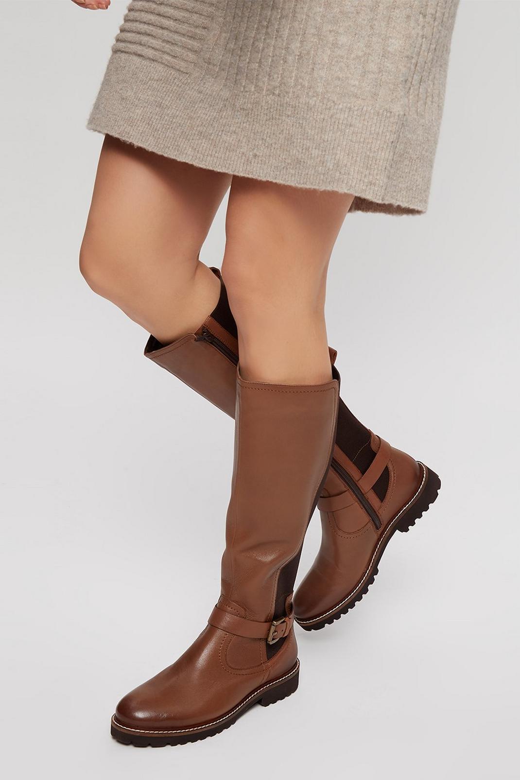 166 Faith: Olive Leather Riding Boot image number 2