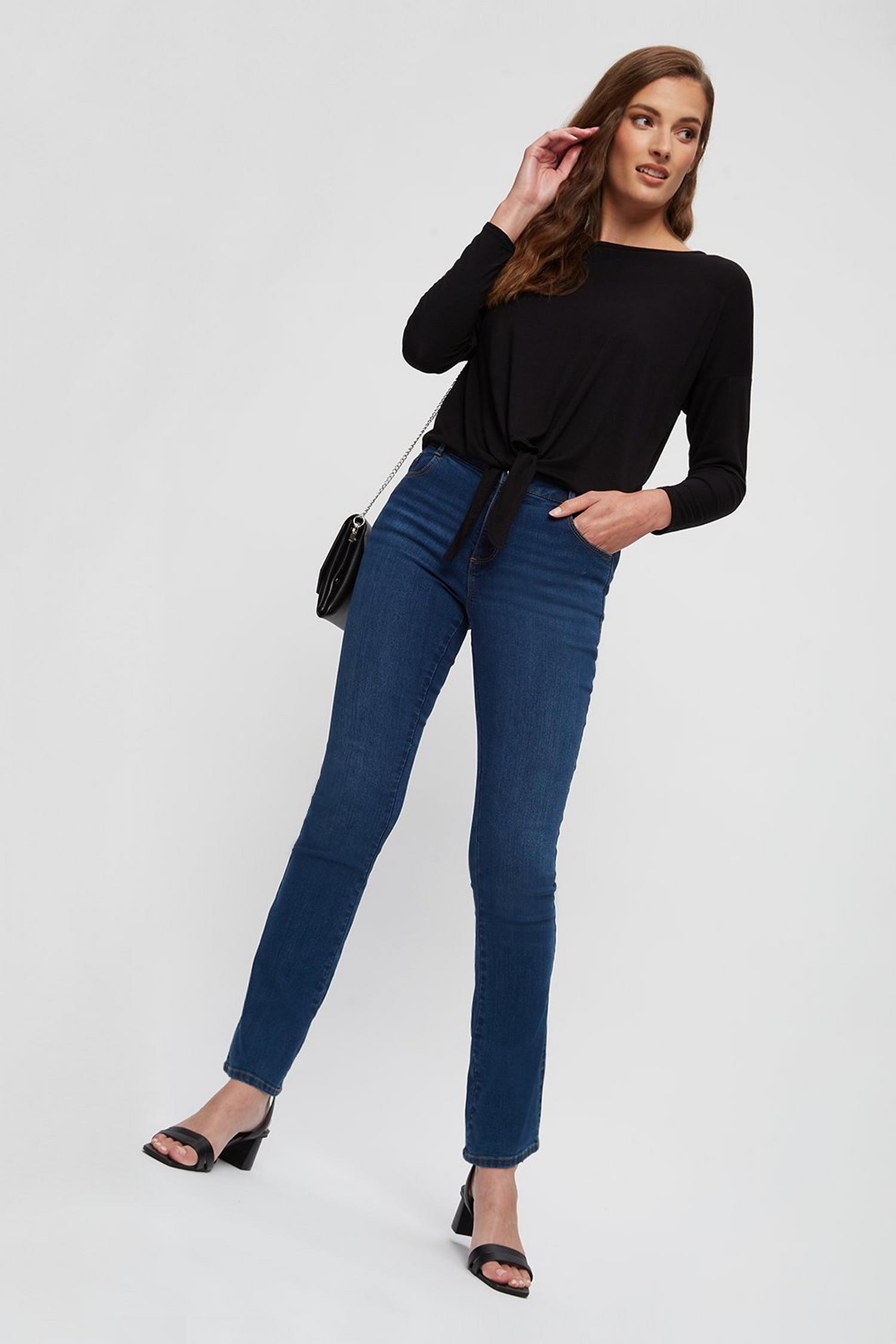 black long sleeve tie front top