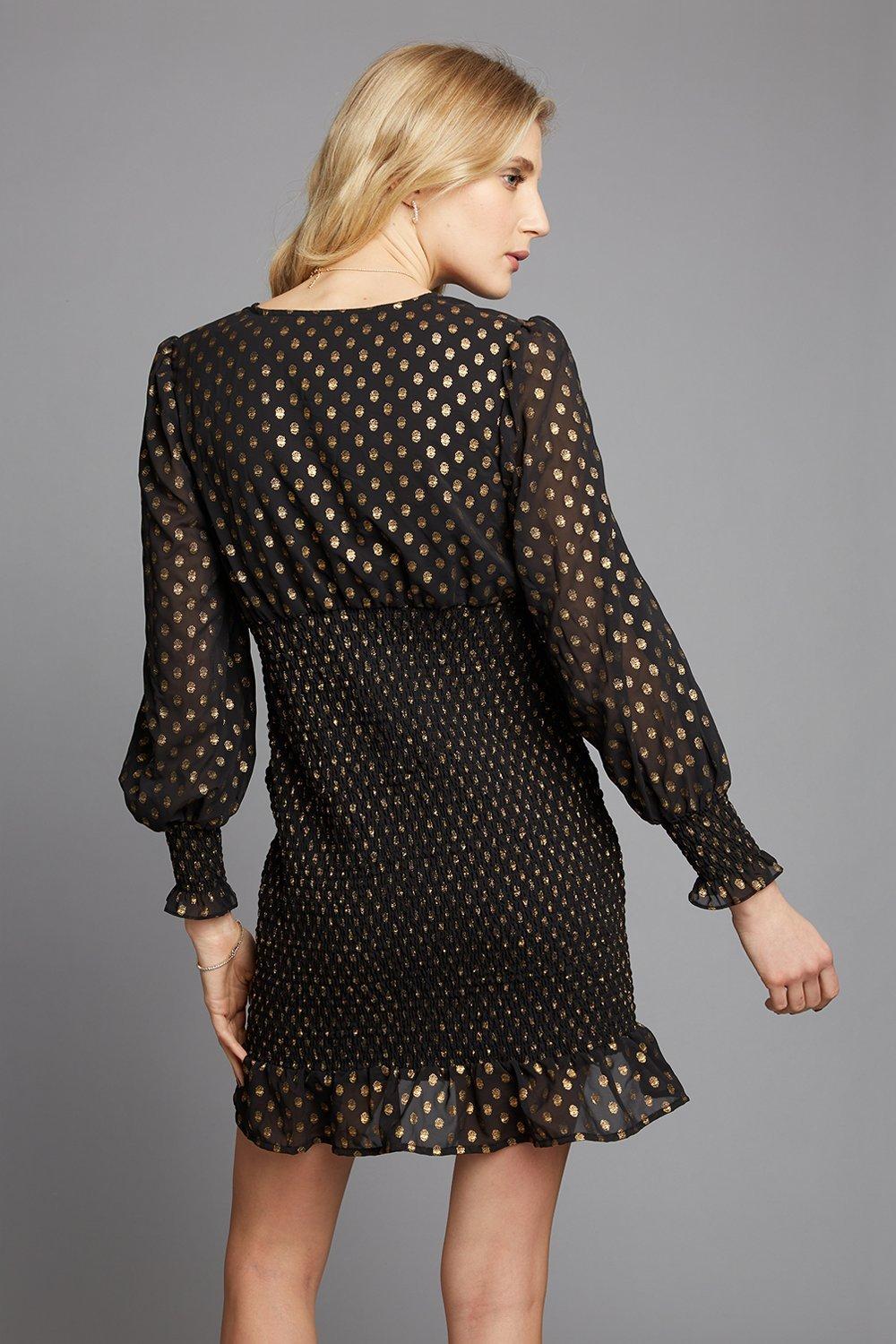 dorothy perkins black and gold dress