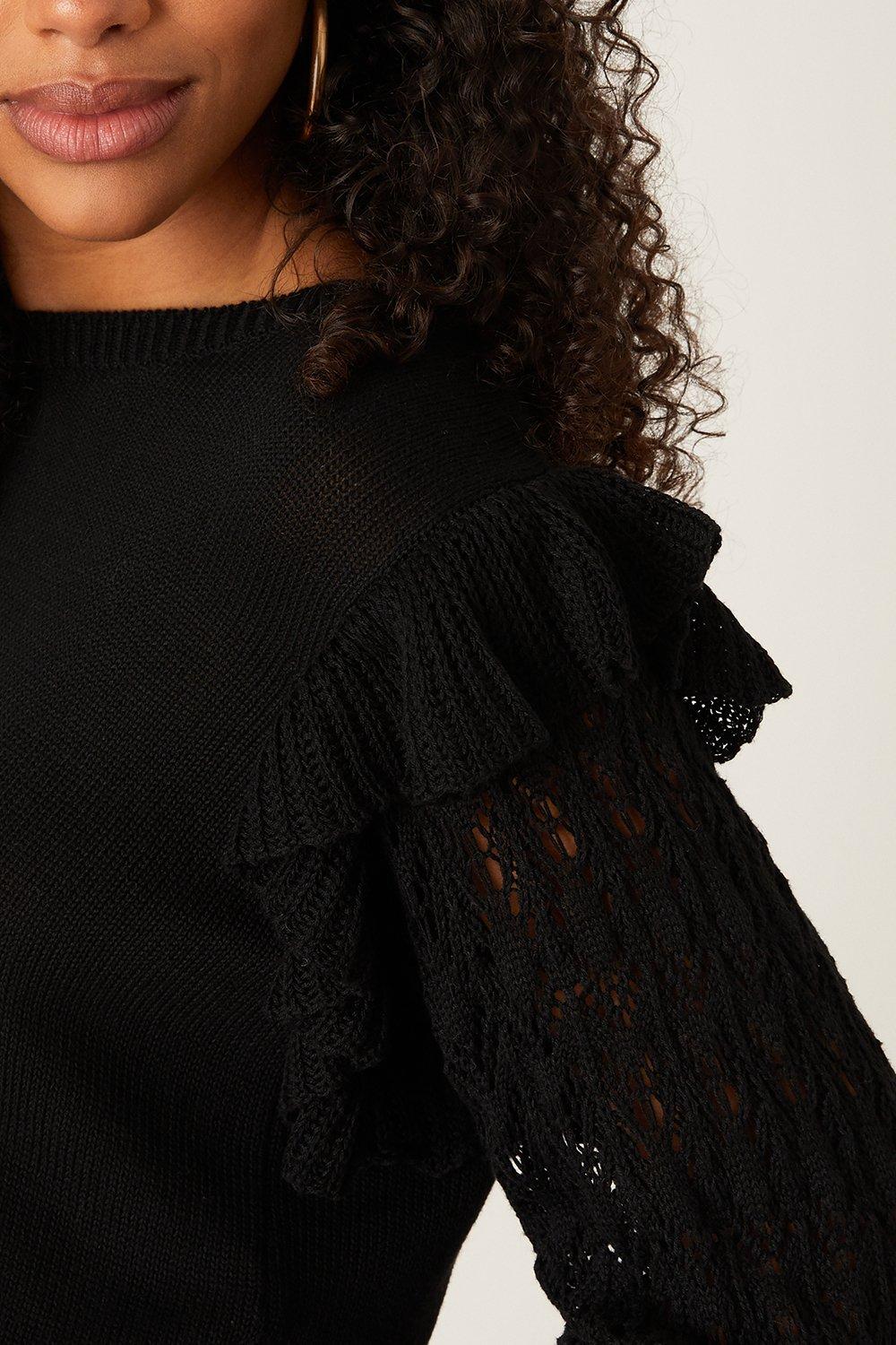 black pointelle jumper