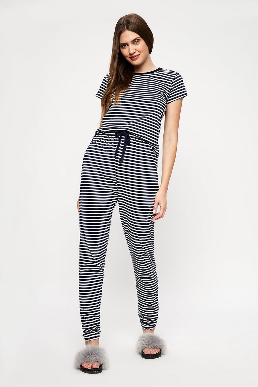 Tall Navy Stripe Short Sleeve Pyjama Set