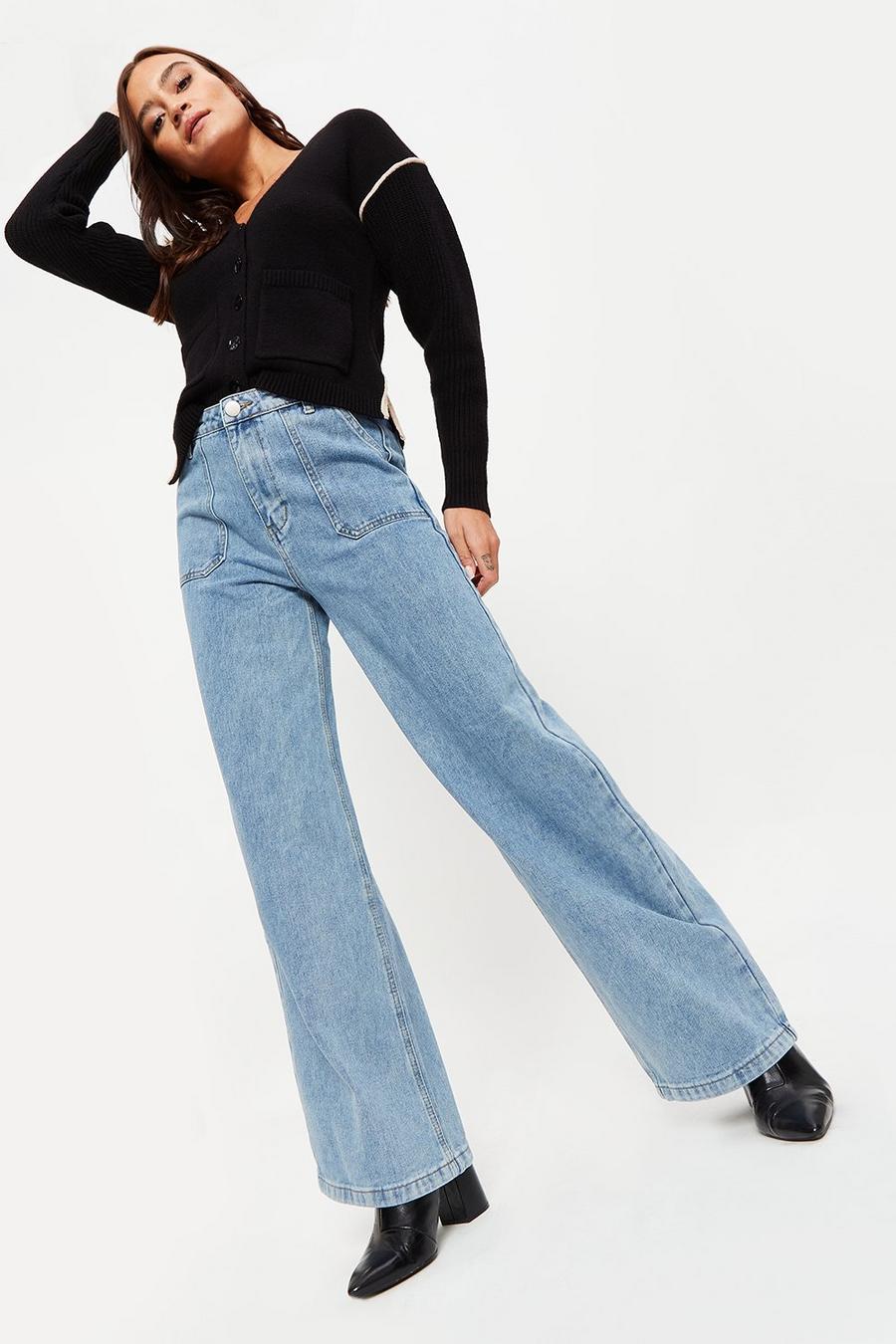 Carpenter Pocket Wide Leg Jeans