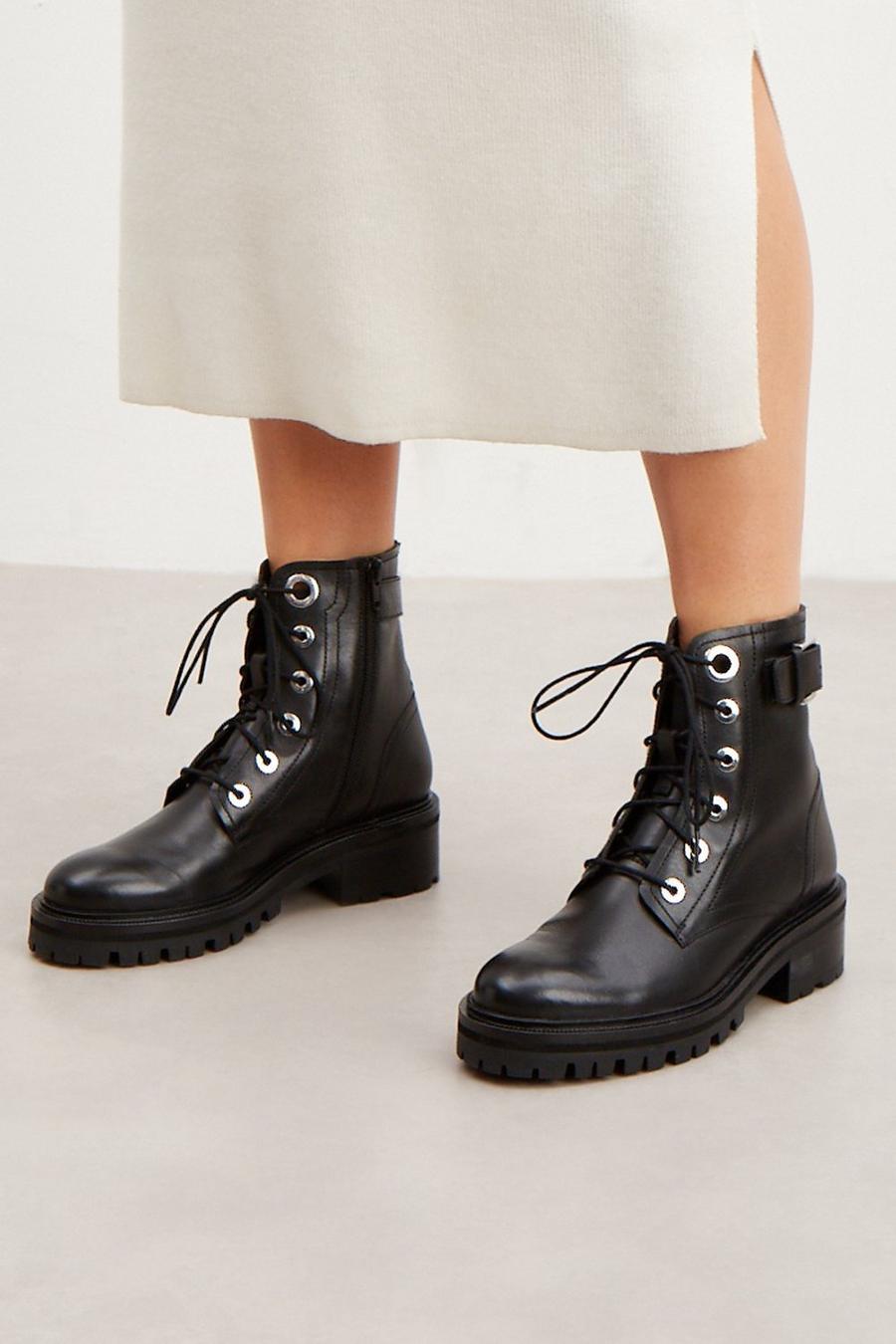 Principles: Margaux Leather Buckle Lace Up Biker Boot