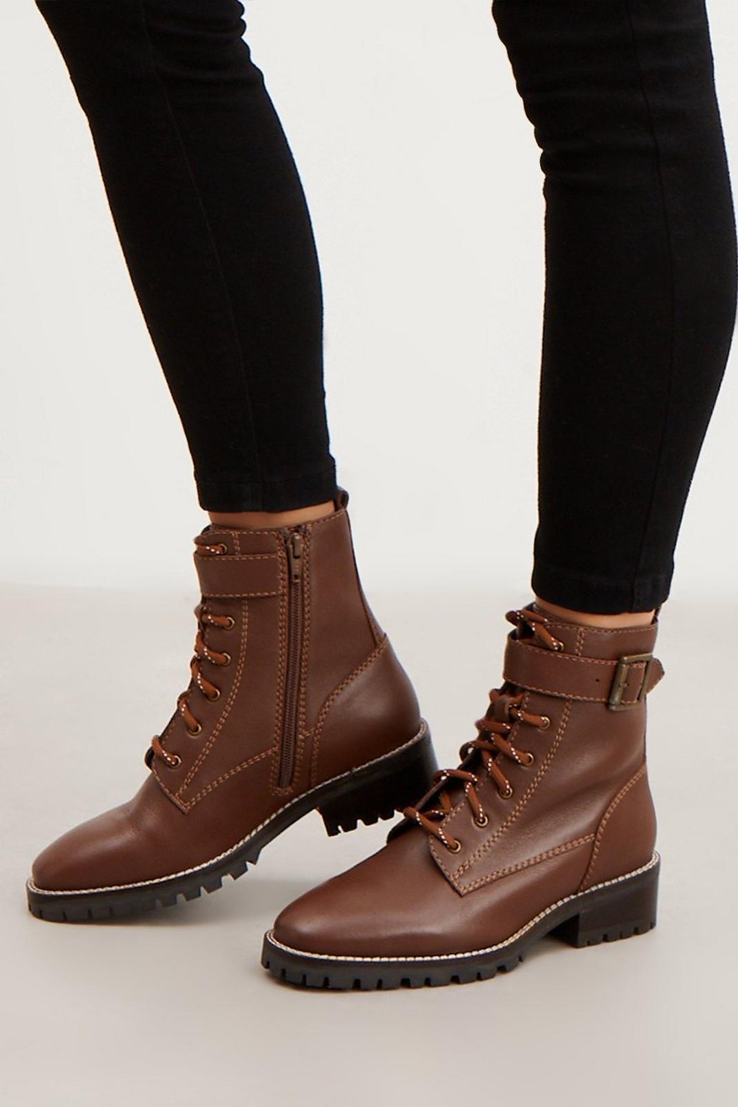 166 Principles: Milton Leather Lace Up Buckle Biker Boot image number 2