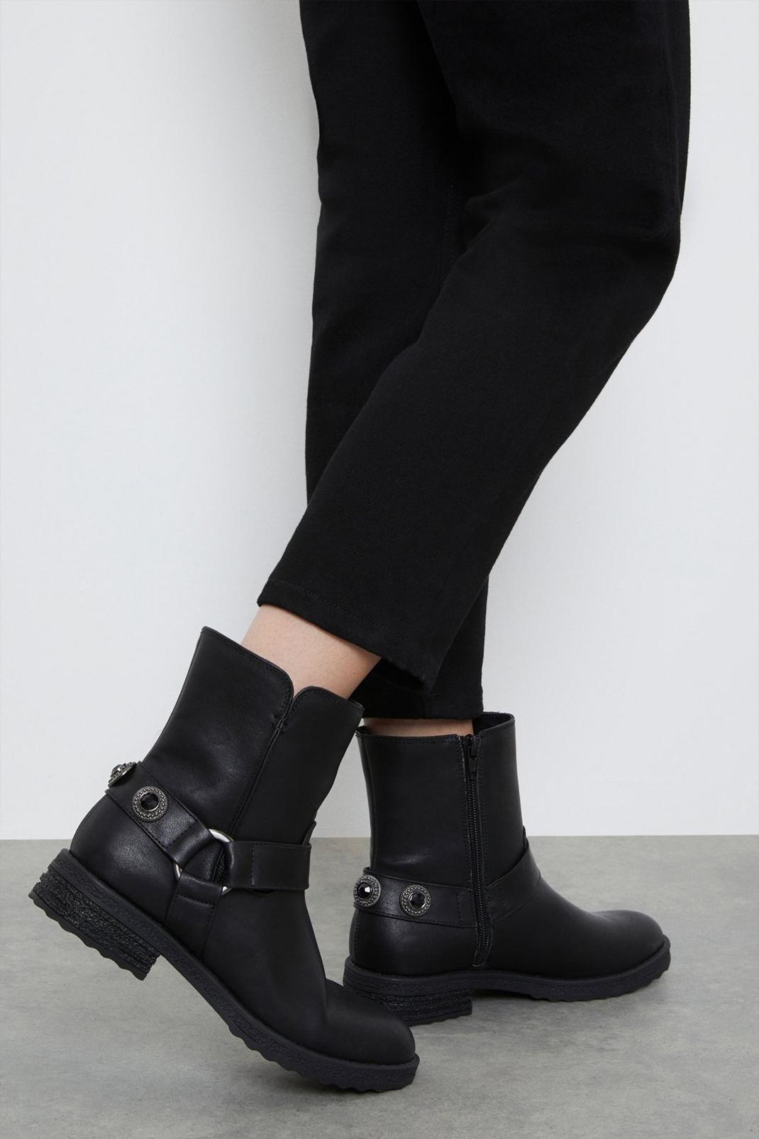 Black Good For The Sole: Melody Comfort Biker Boots image number 1