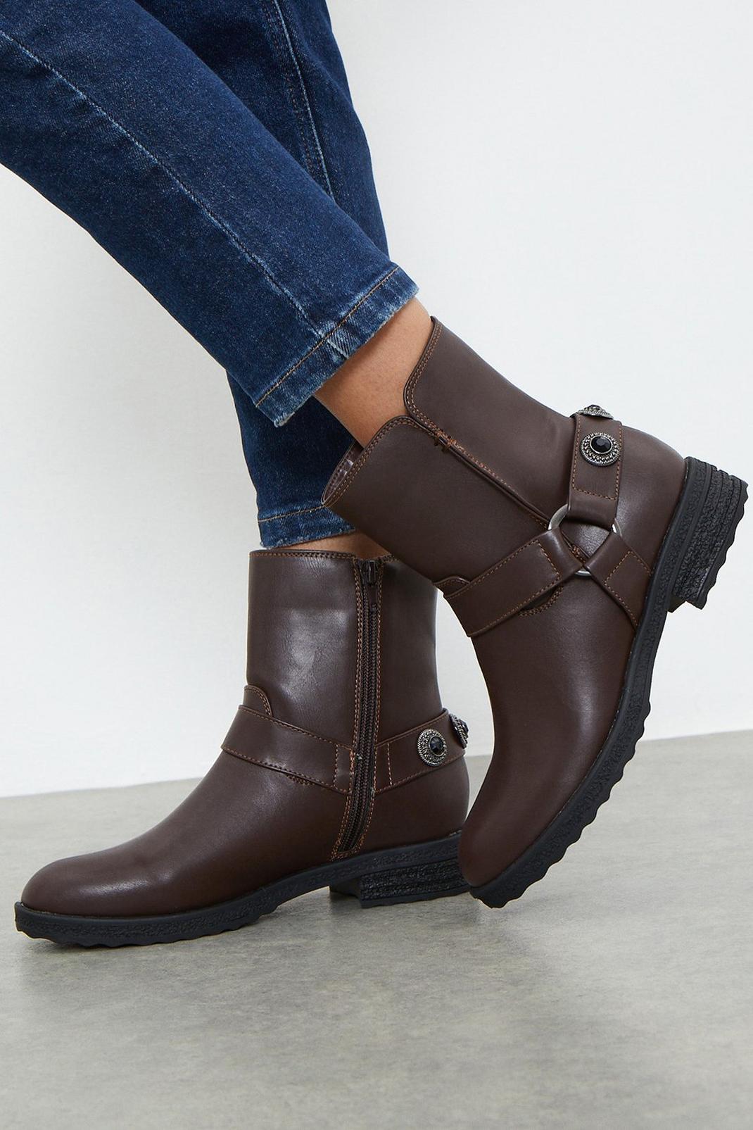 Chocolate Good For The Sole: Melody Comfort Biker Boots image number 1