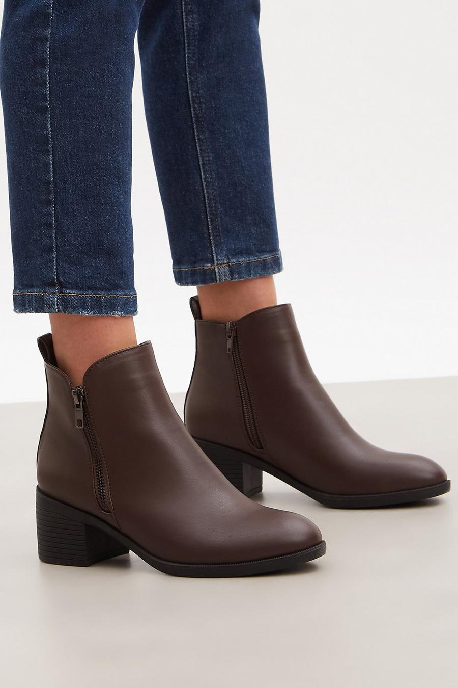 Good For The Sole: Mona Comfort Zip Detail Ankle Boot