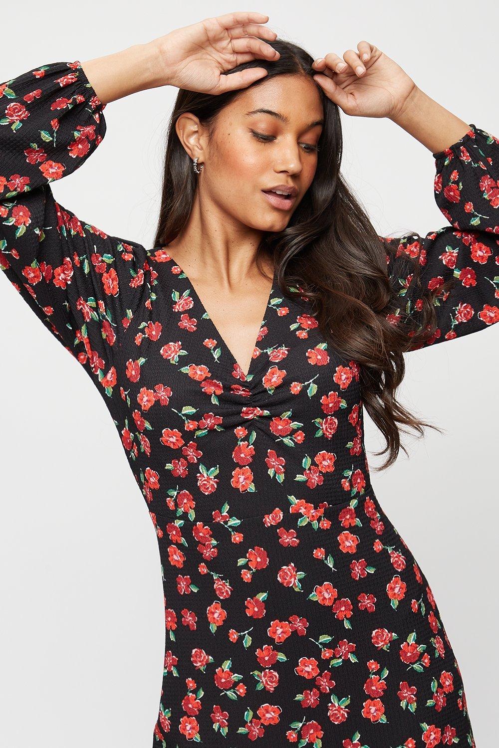 black red roses dress
