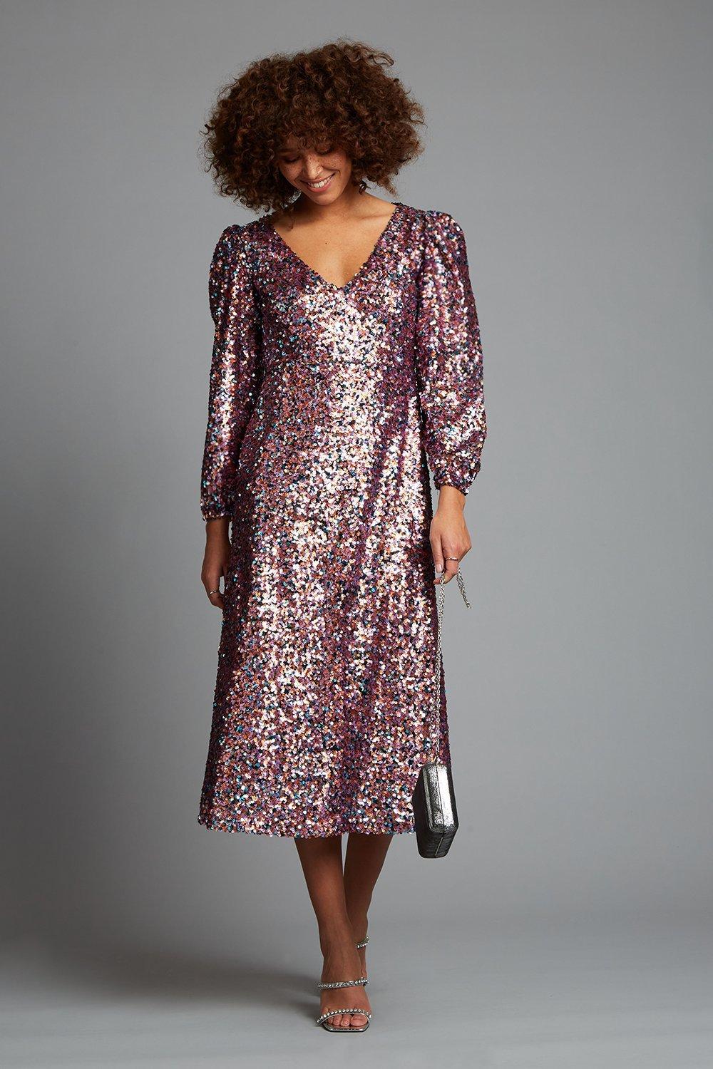 sequin midi dress uk