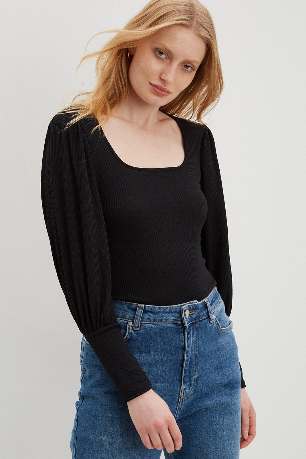 Recycled Ribbed Square Neck Top | Dorothy Perkins EU