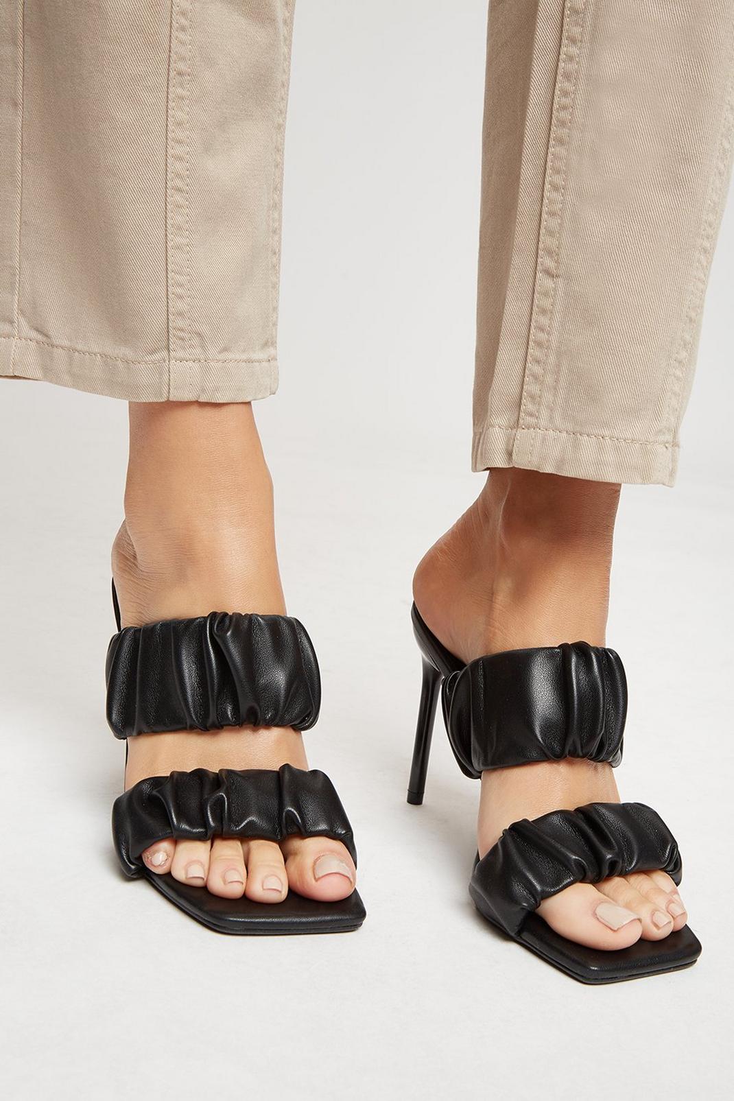 Black Faith: Cacey Ruched Strap Mule image number 1
