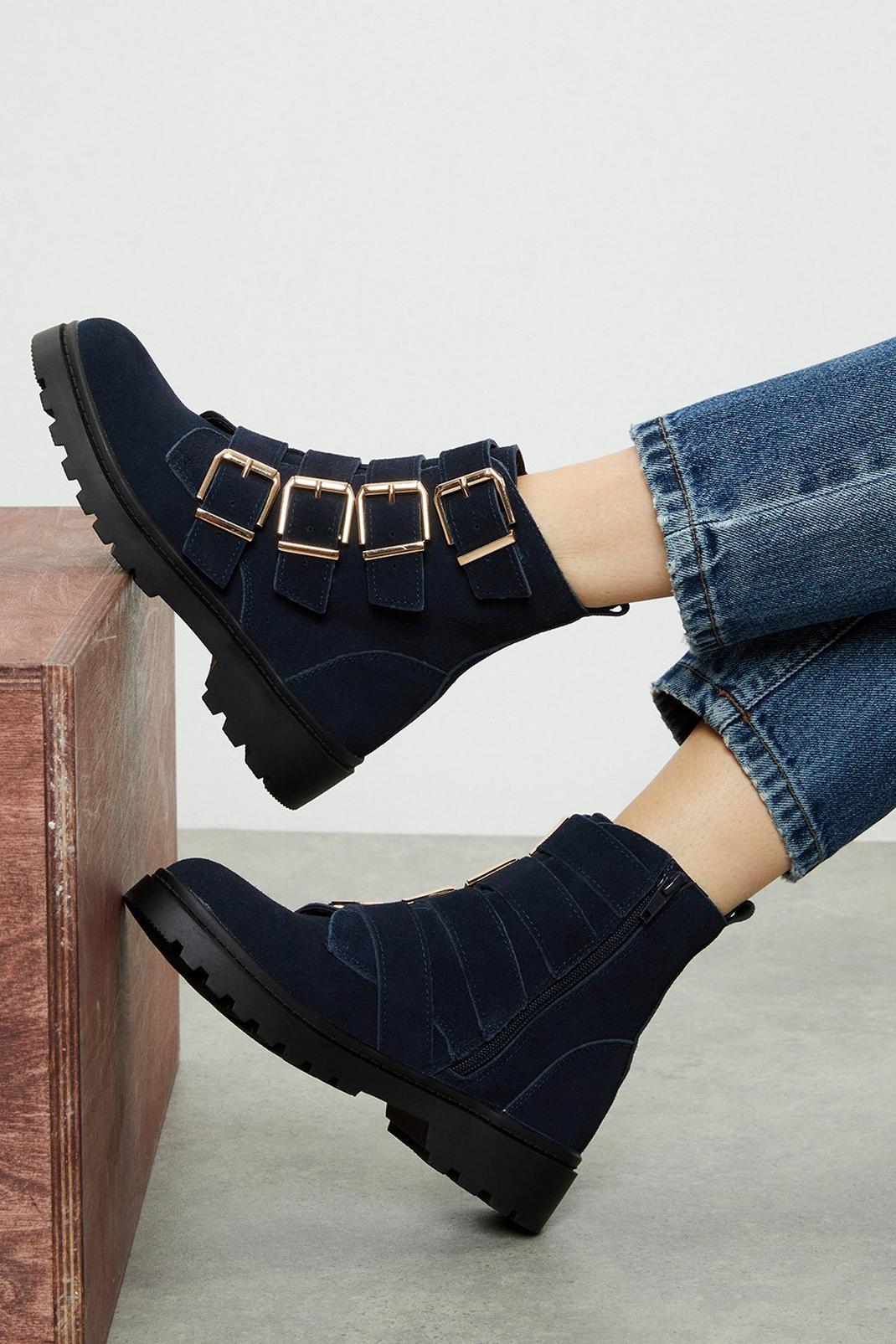 Navy Faith: Sacha Suede Ankle Boots image number 1