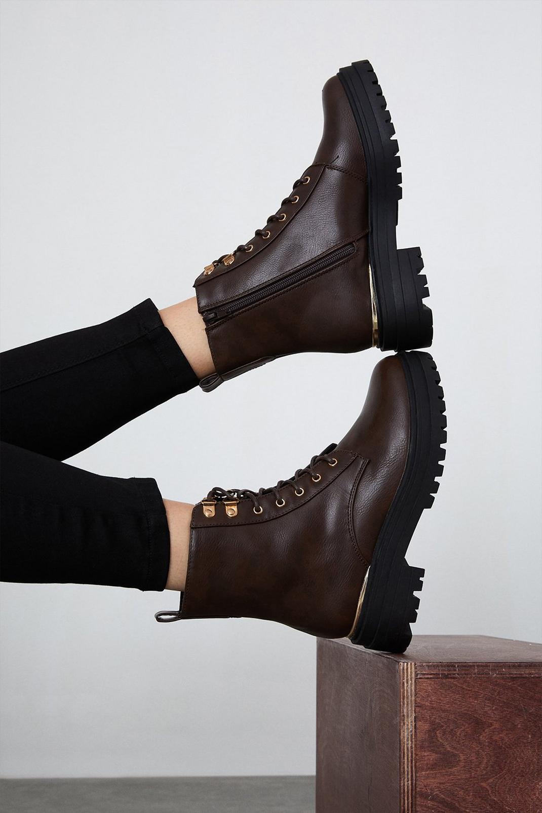 Chocolate Faith: Mace Heel Trim Lace Up Boot image number 1