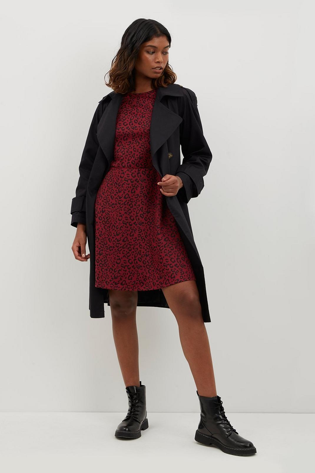 104 Berry Leopard Fit And Flare Dress image number 2