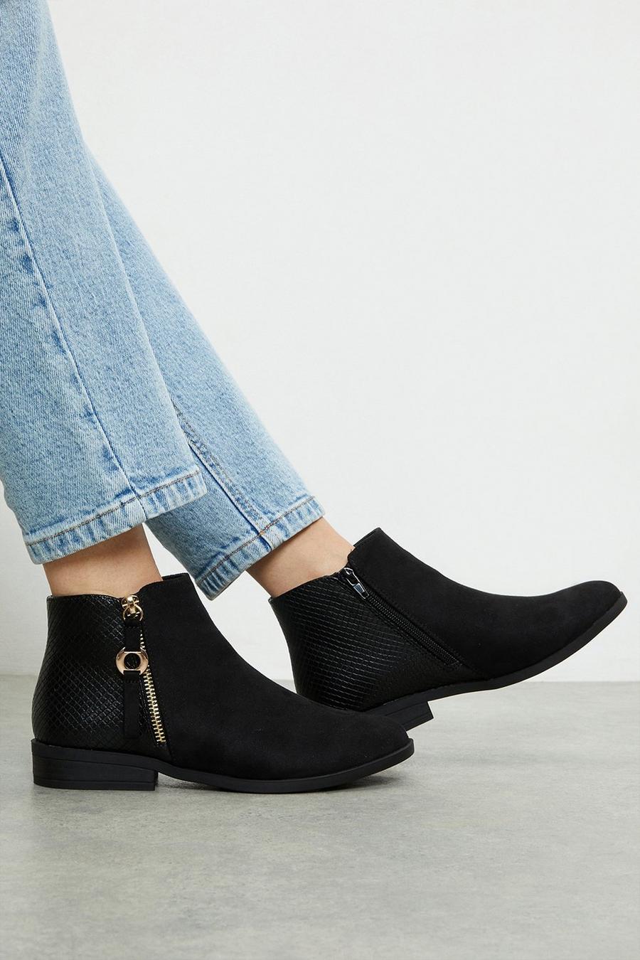 Good For The Sole: Wide Fit Mabel Comfort Snake Back Ankle Boots