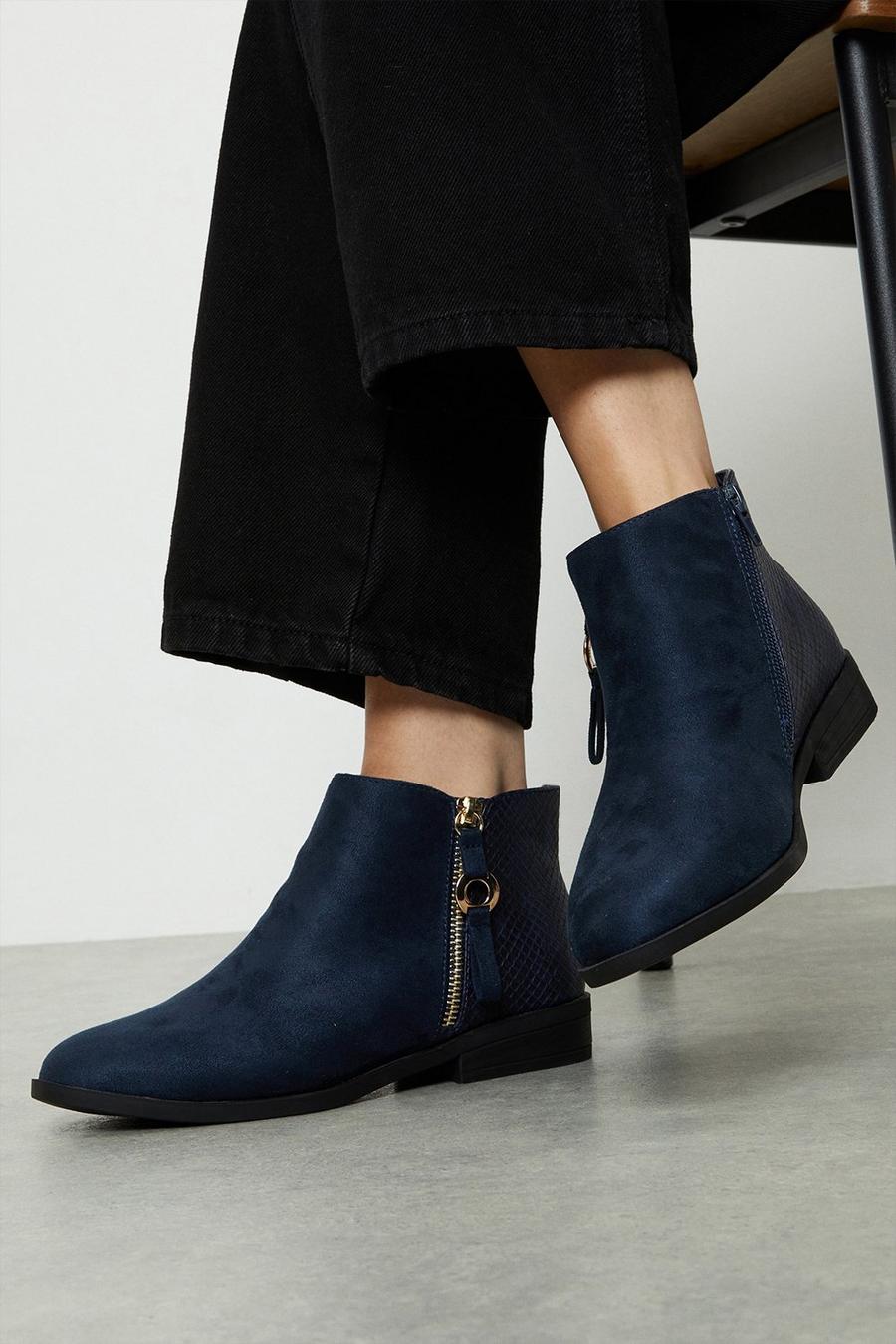 Good For The Sole: Wide Fit Mabel Comfort Snake Back Ankle Boot