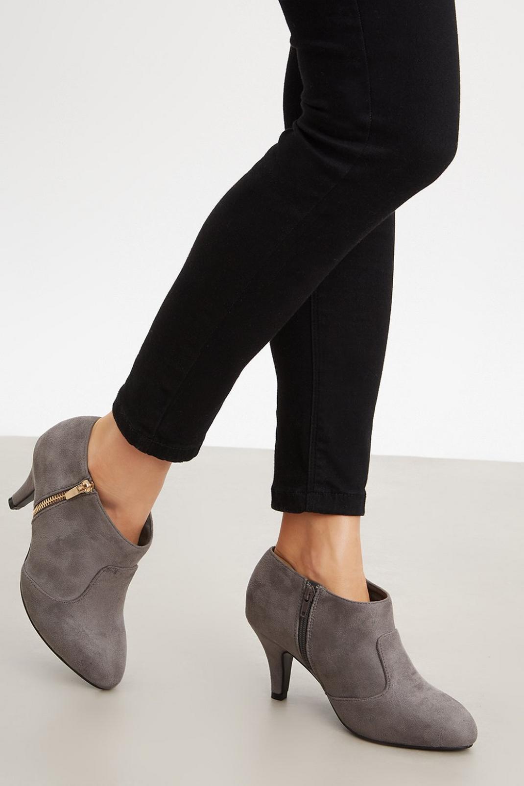 Grey Good For The Sole: Extra Wide Fit Marlo Comfort Zip Heeled Ankle Boot image number 1