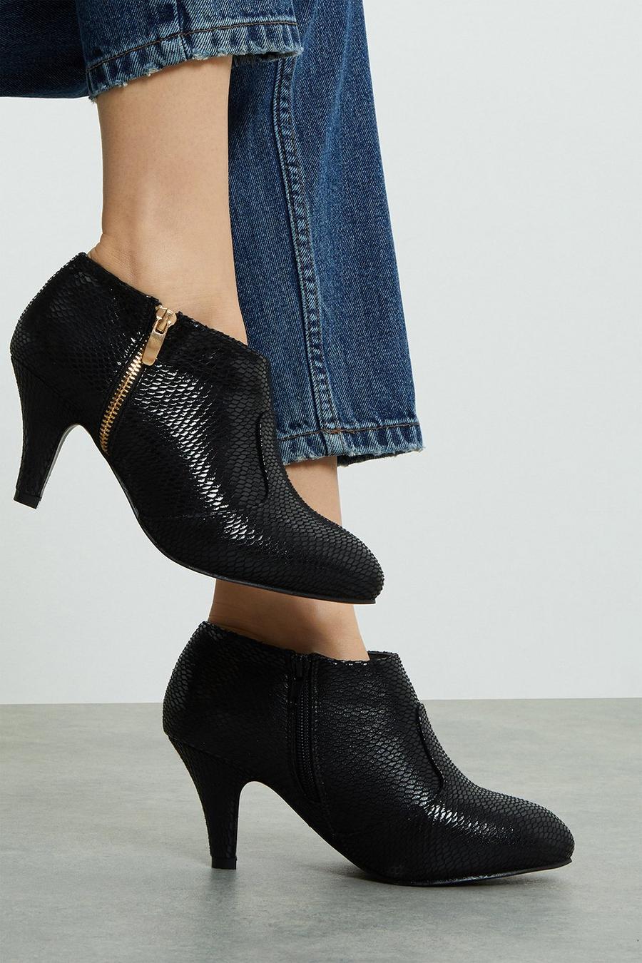 Good For The Sole: Extra Wide Fit Marlo Comfort Zip Heeled Ankle Boots