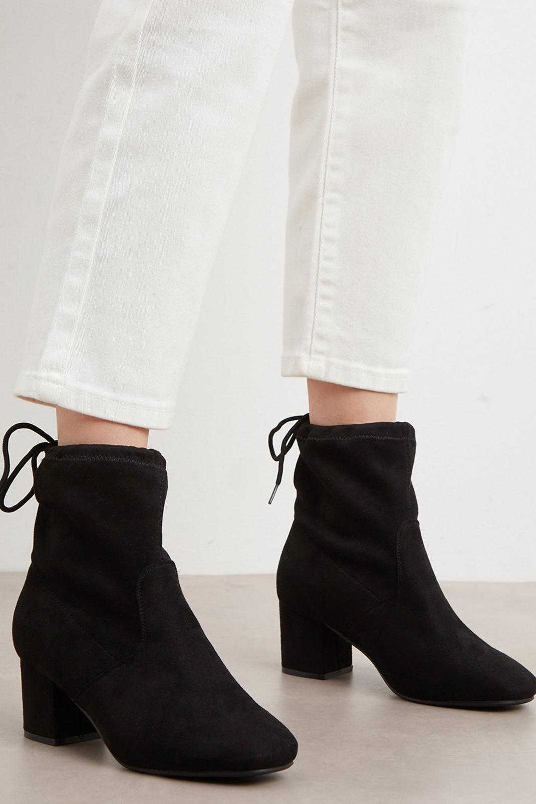 Black Good For The Sole: Extra Wide Fit Mina Comfort Slouchy Block Heel Ankle Boot image number 1
