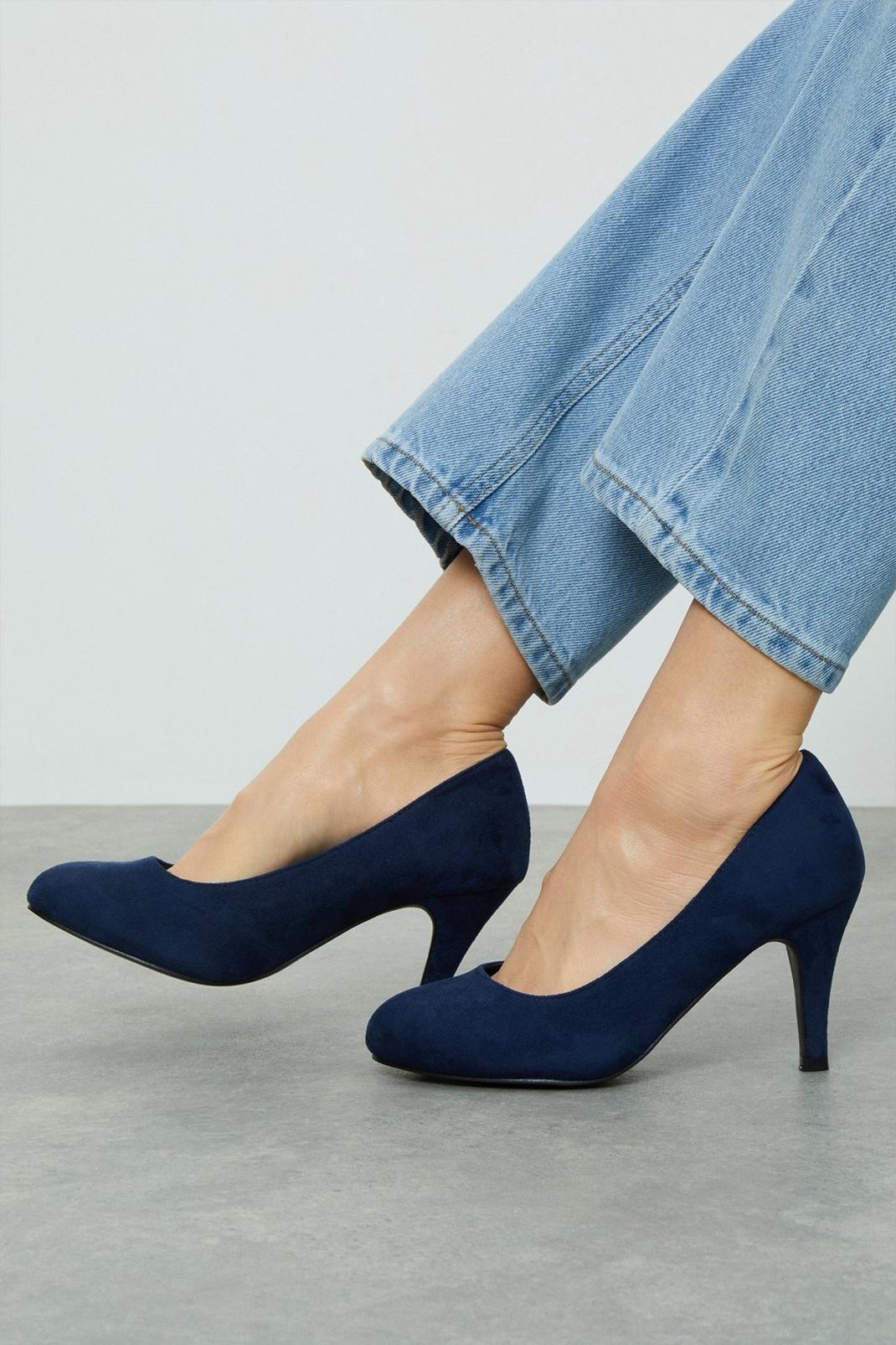 Navy Good For The Sole: Extra Wide Eloise Court Shoes image number 1