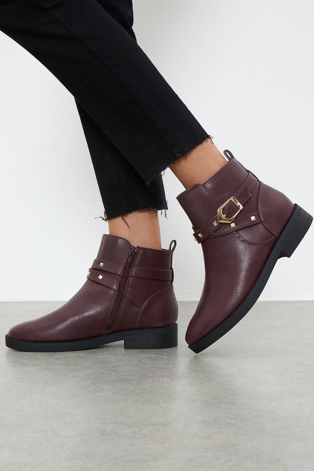 Burgundy Good For The Sole: Wide Fit Maisie Comfort Ankle Boot image number 1