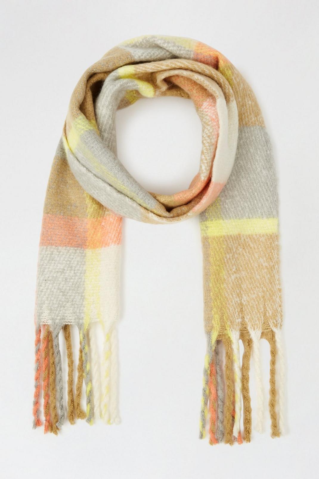 996 Neutral Check Tassel Scarf image number 2