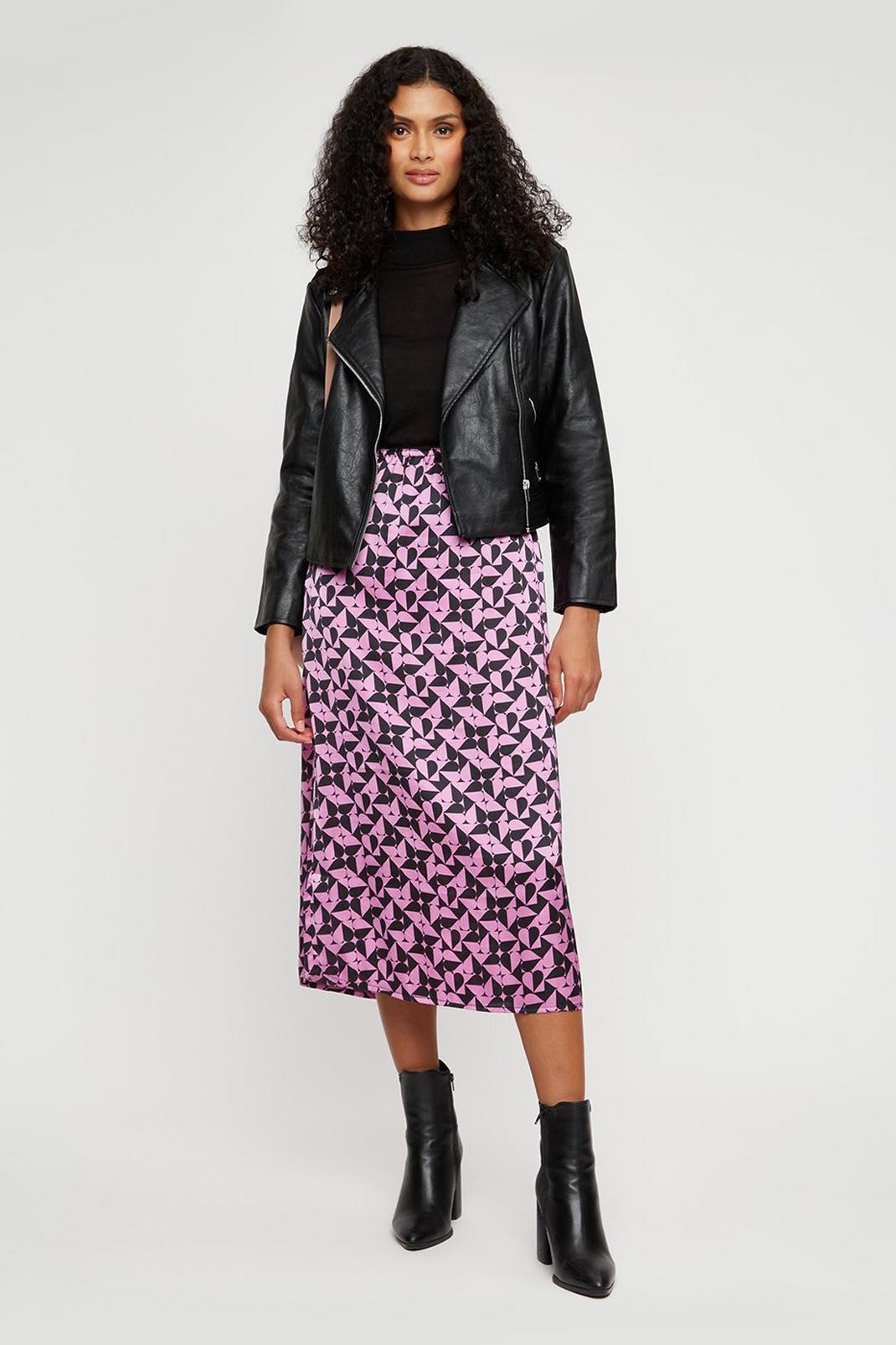 105 Petite Geo Heart Satin Slip Midi Skirt image number 2