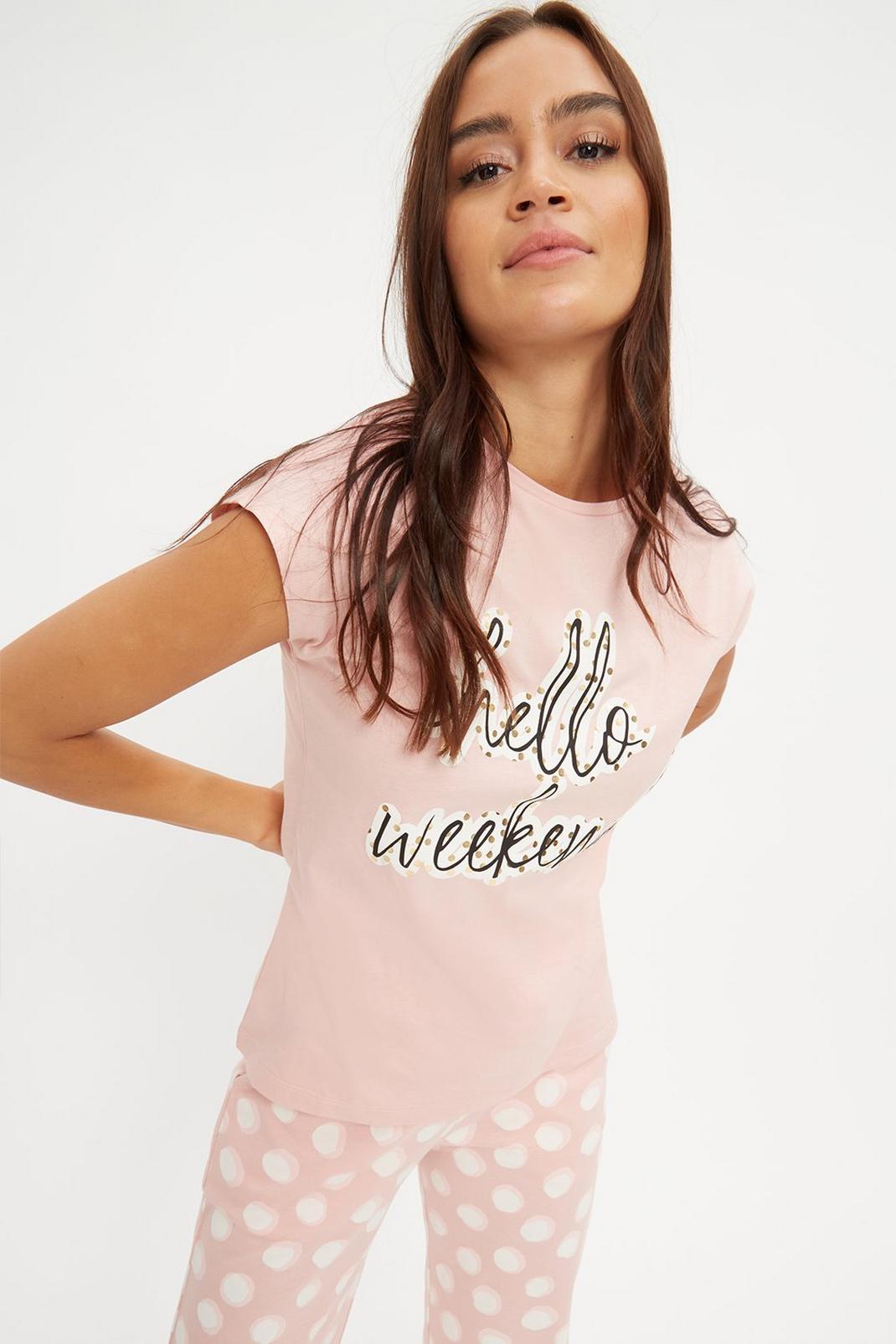 374 Pink Hello Weekend Tee And Spot Pant image number 1