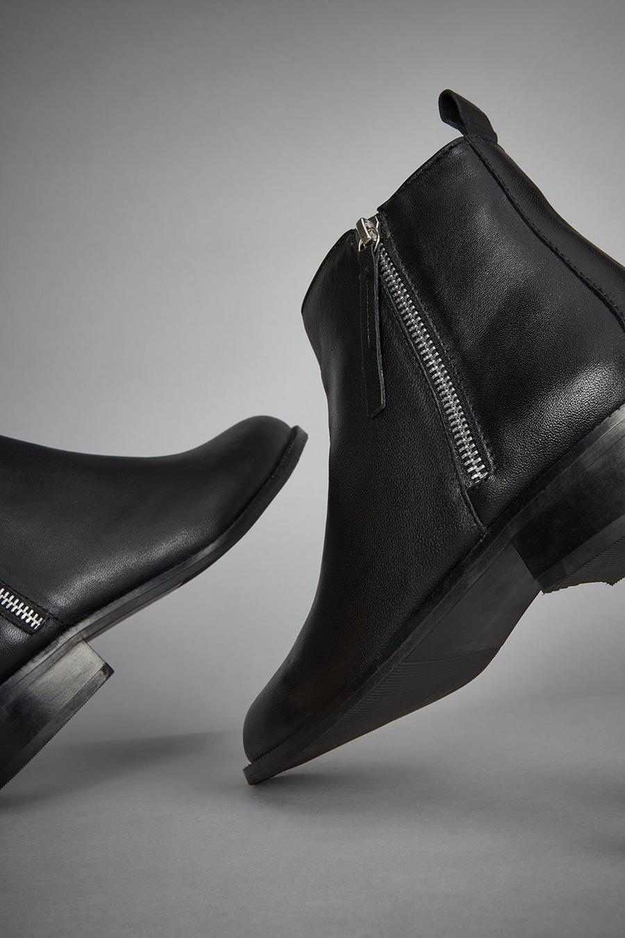 Leather Otterly Side Zip Ankle Boot