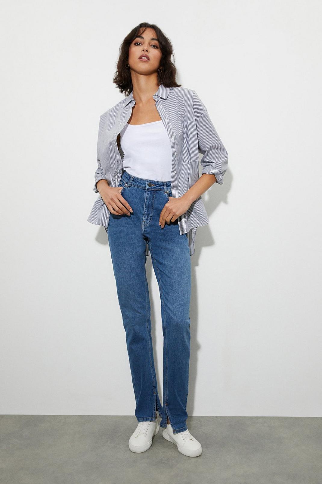 Mid blue Tall Split Hem Jeans image number 1