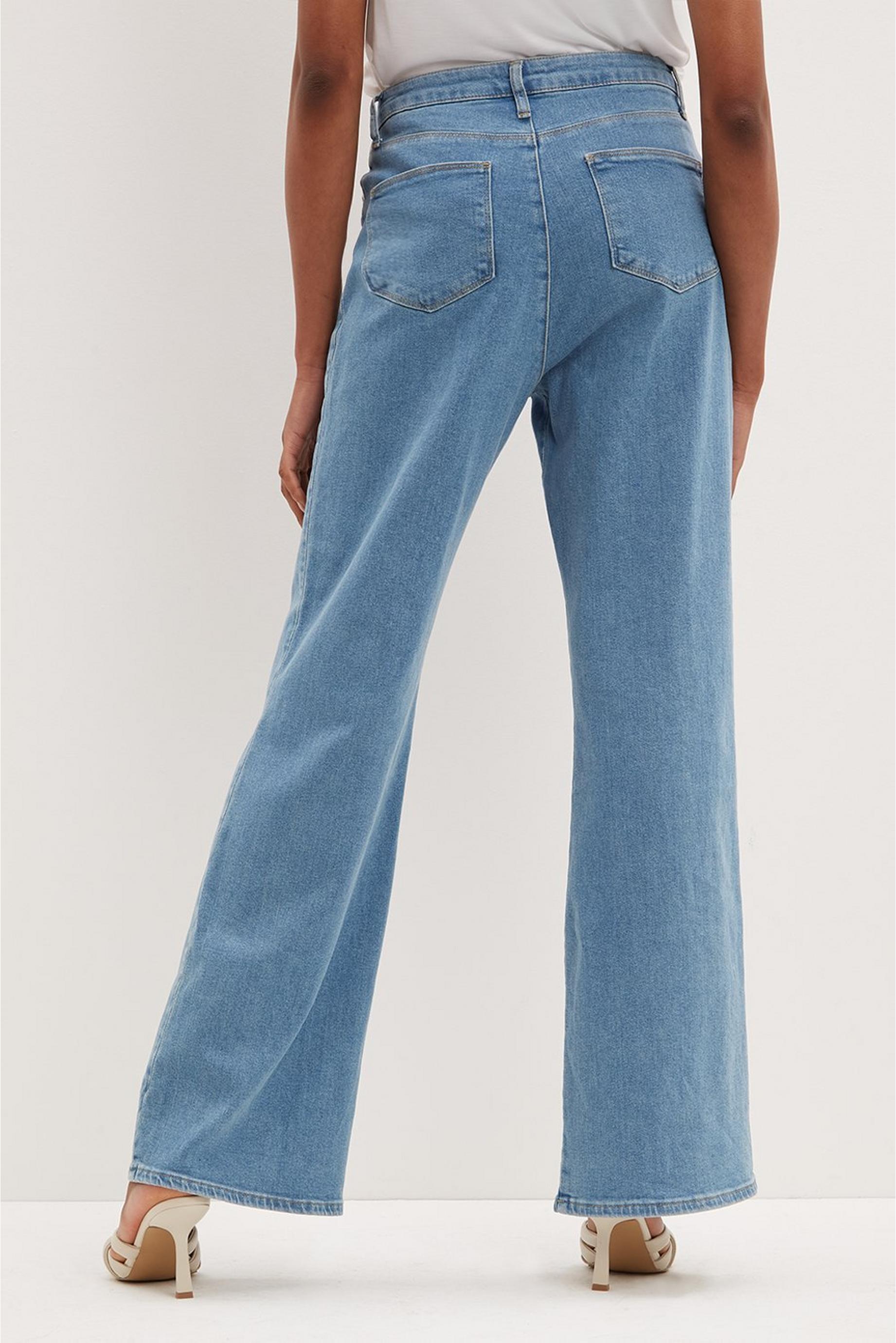 Tall Button Front Wide Leg Jeans