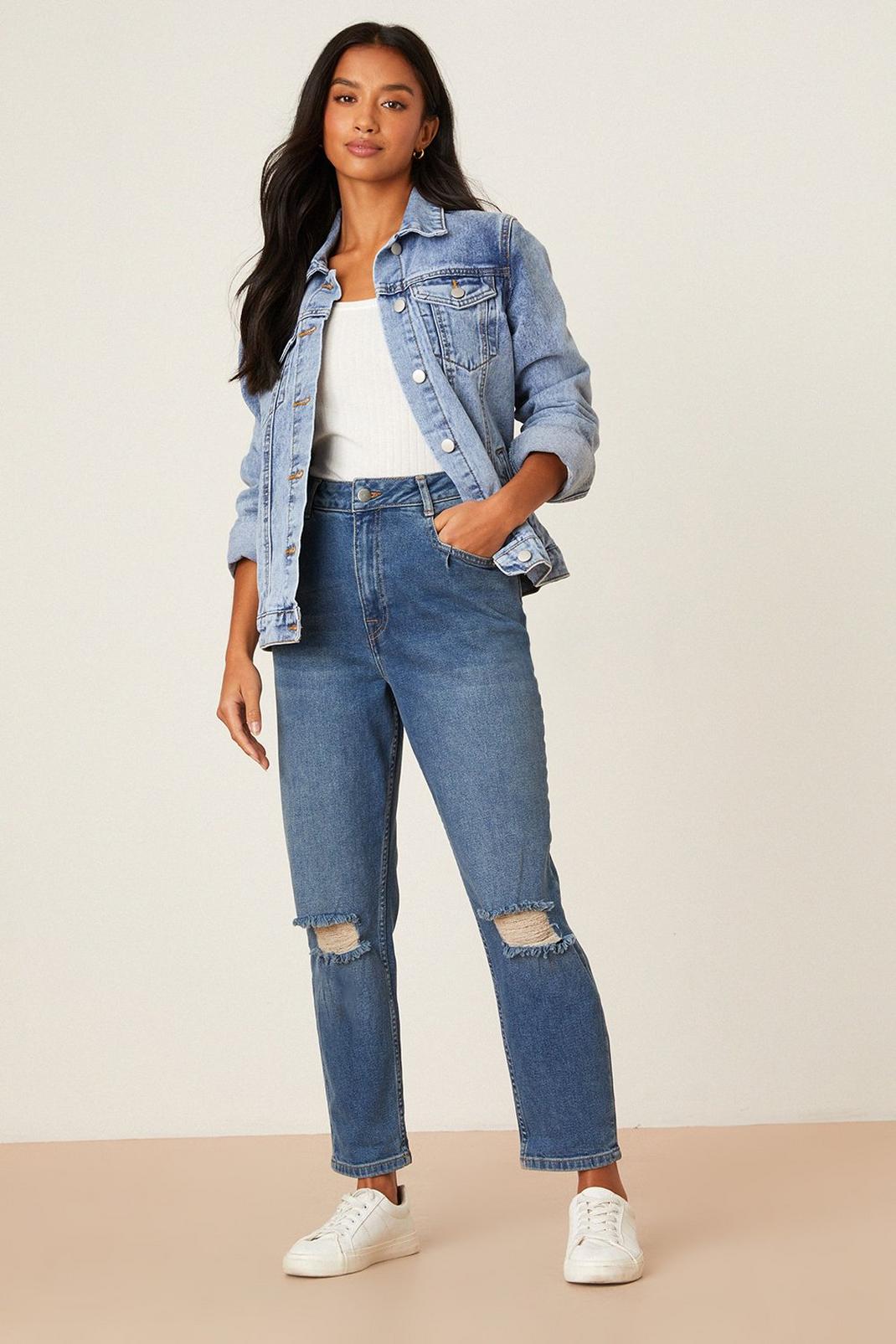 702 Petite Ripped Pocket Detail Organic Mom Jeans image number 2
